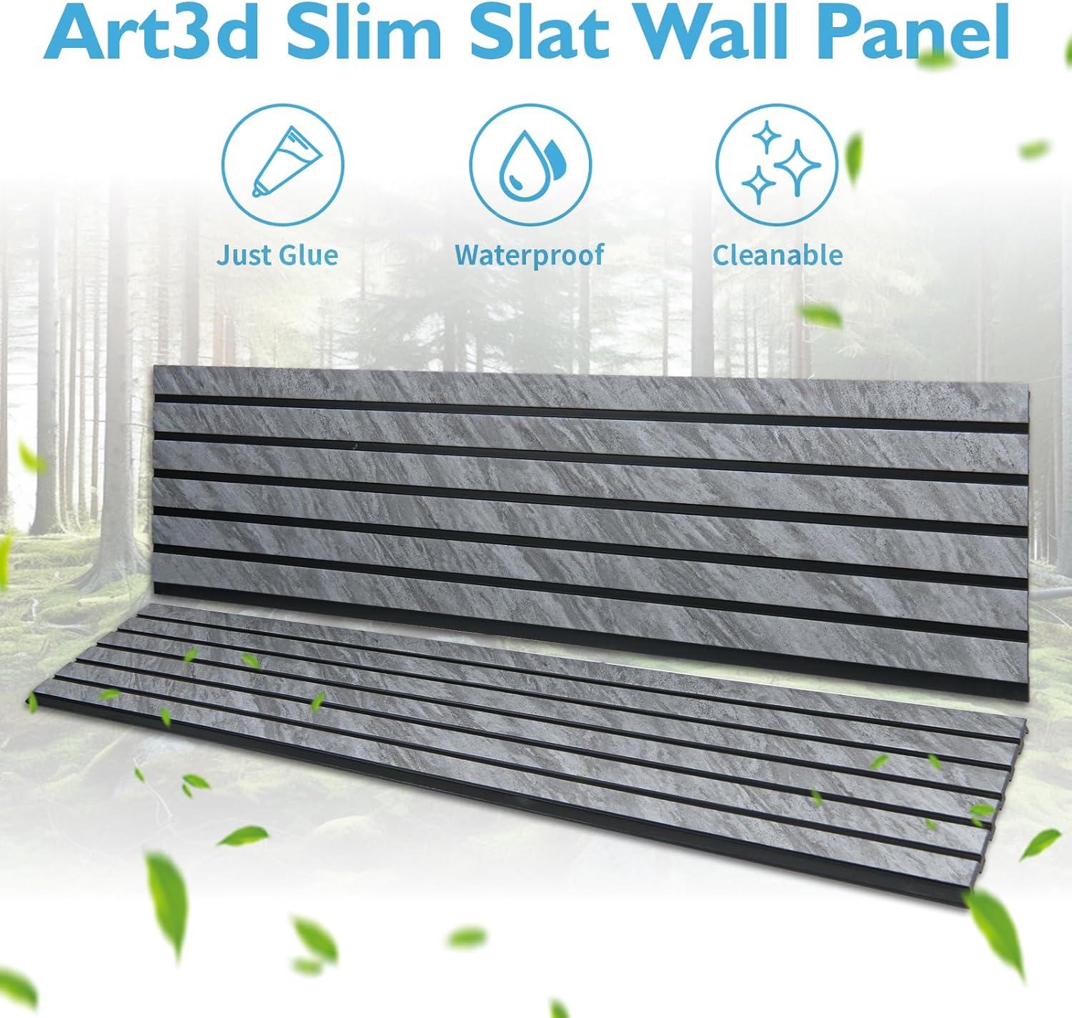 imageArt3d 4Pack GlueOn Herringbone Wainscoting Panel for Interior Wall Decor  104 x 12 Inch Polystyrene Ultralight Slim Slat Wall Panels for Living Room Bedroom MahoganyGranite