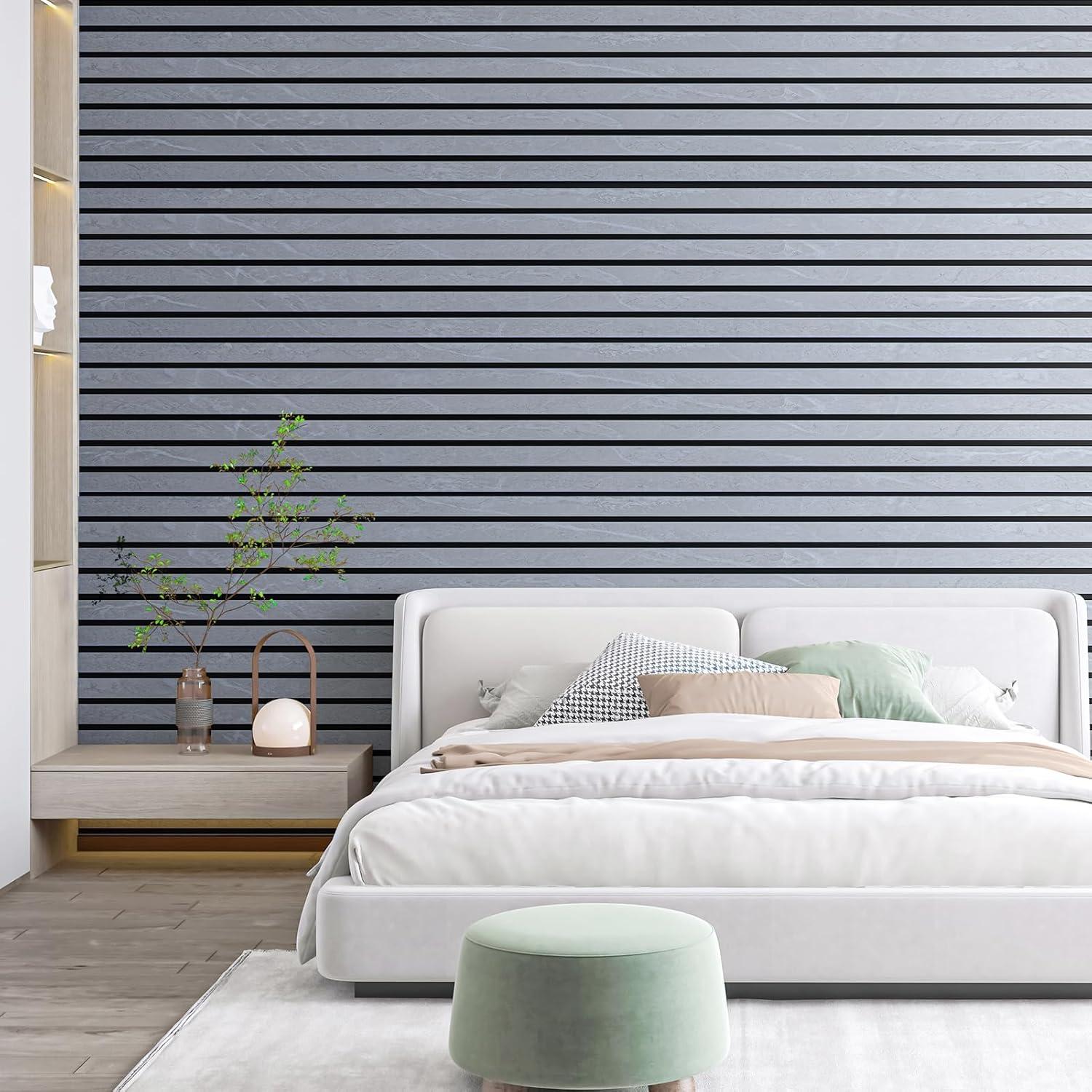 imageArt3d 4Pack GlueOn Herringbone Wainscoting Panel for Interior Wall Decor  104 x 12 Inch Polystyrene Ultralight Slim Slat Wall Panels for Living Room Bedroom MahoganySlate