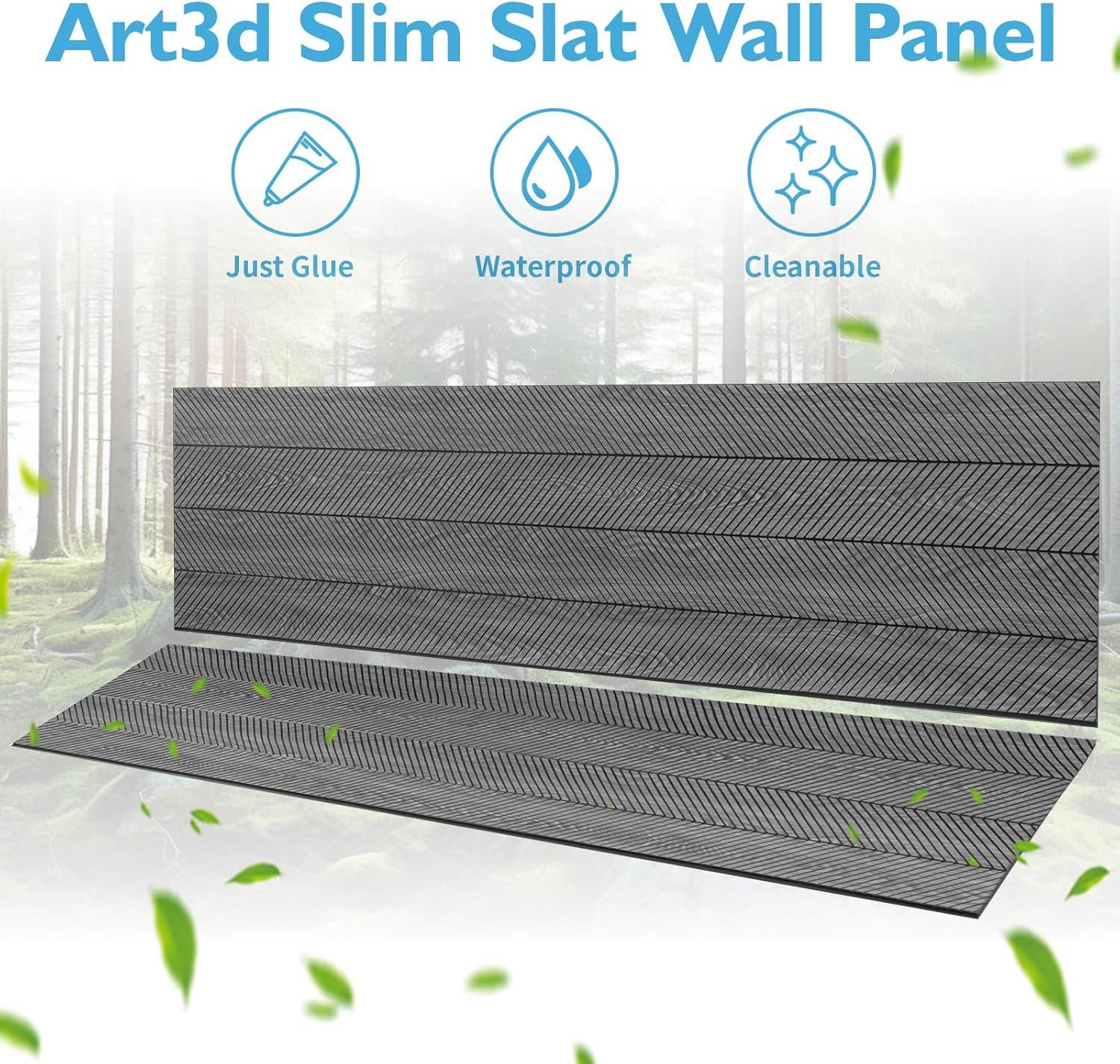 imageArt3d 4Pack GlueOn Herringbone Wainscoting Panel for Interior Wall Decor  104 x 12 Inch Polystyrene Ultralight Slim Slat Wall Panels for Living Room Bedroom MahoganyHerringbone Weathered Teak
