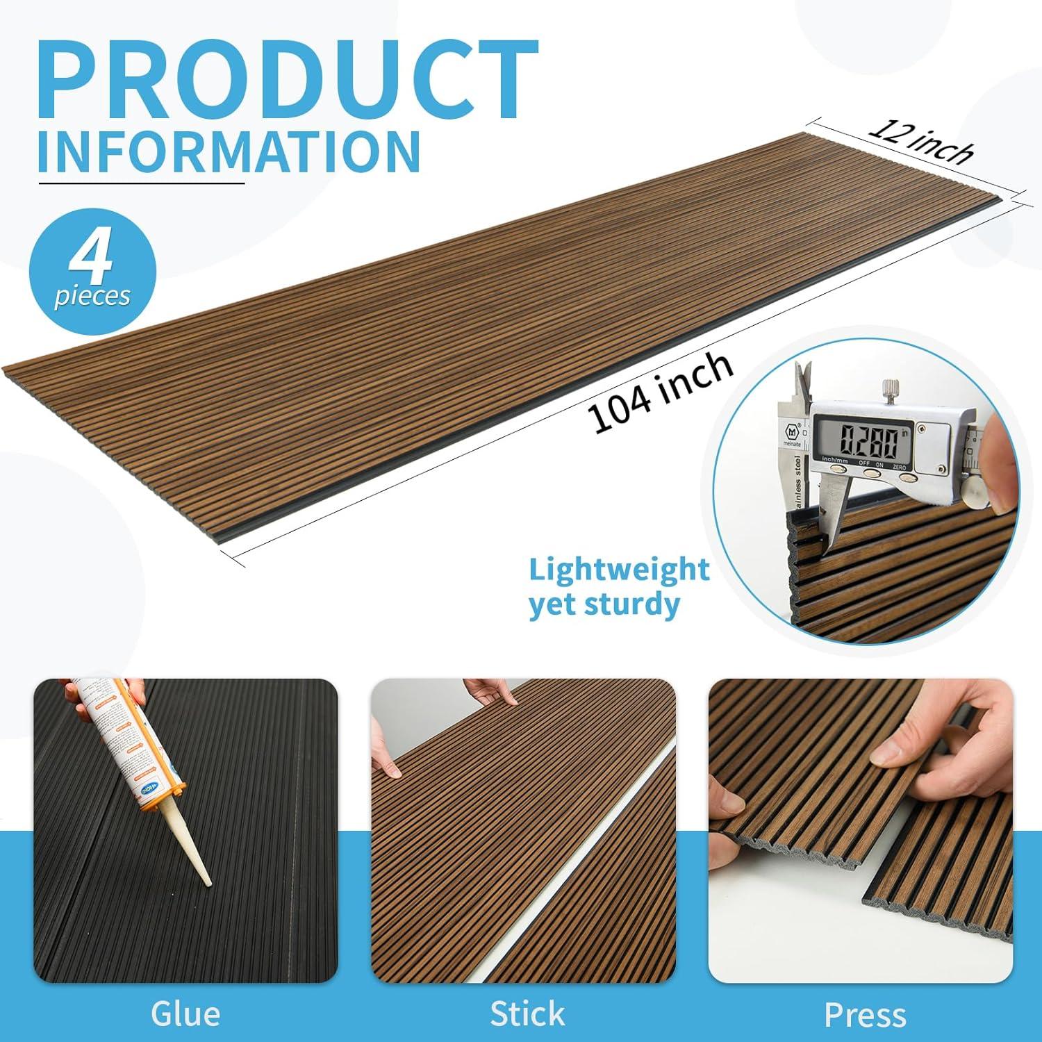 imageArt3d 4Pack GlueOn Herringbone Wainscoting Panel for Interior Wall Decor  104 x 12 Inch Polystyrene Ultralight Slim Slat Wall Panels for Living Room Bedroom MahoganyFine Bar Rosewood