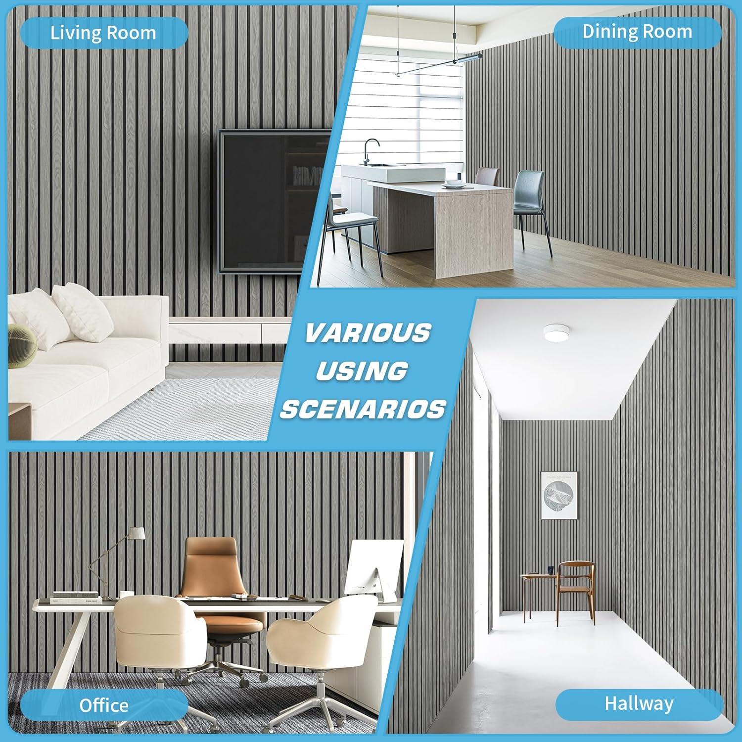 imageArt3d 4Pack GlueOn Herringbone Wainscoting Panel for Interior Wall Decor  104 x 12 Inch Polystyrene Ultralight Slim Slat Wall Panels for Living Room Bedroom MahoganyAsh