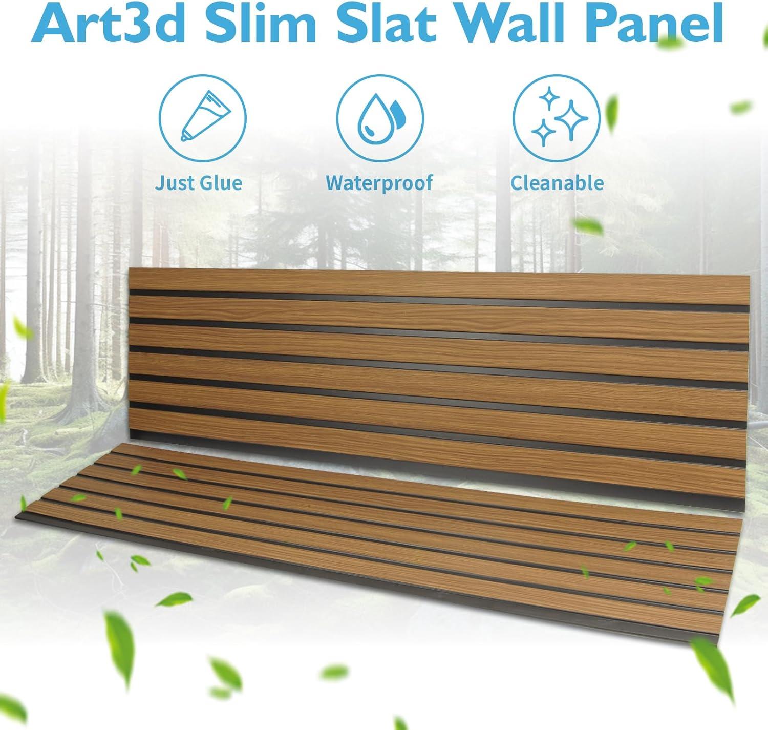 imageArt3d 4Pack GlueOn Herringbone Wainscoting Panel for Interior Wall Decor  104 x 12 Inch Polystyrene Ultralight Slim Slat Wall Panels for Living Room Bedroom MahoganyRosewood