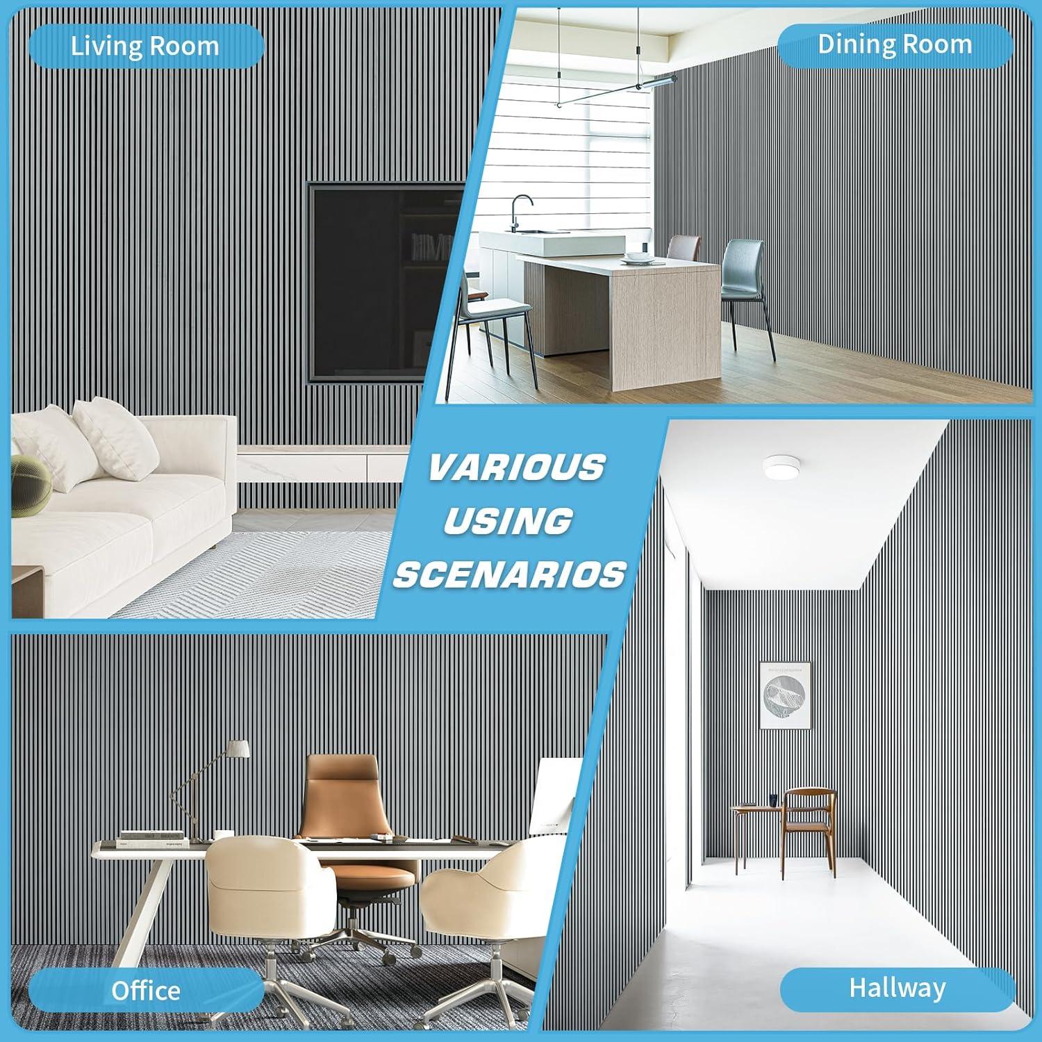 imageArt3d 4Pack GlueOn Herringbone Wainscoting Panel for Interior Wall Decor  104 x 12 Inch Polystyrene Ultralight Slim Slat Wall Panels for Living Room Bedroom MahoganyWeathered Teak