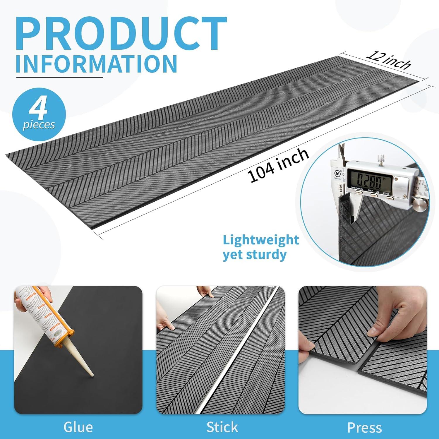 imageArt3d 4Pack GlueOn Herringbone Wainscoting Panel for Interior Wall Decor  104 x 12 Inch Polystyrene Ultralight Slim Slat Wall Panels for Living Room Bedroom MahoganyHerringbone Weathered Teak