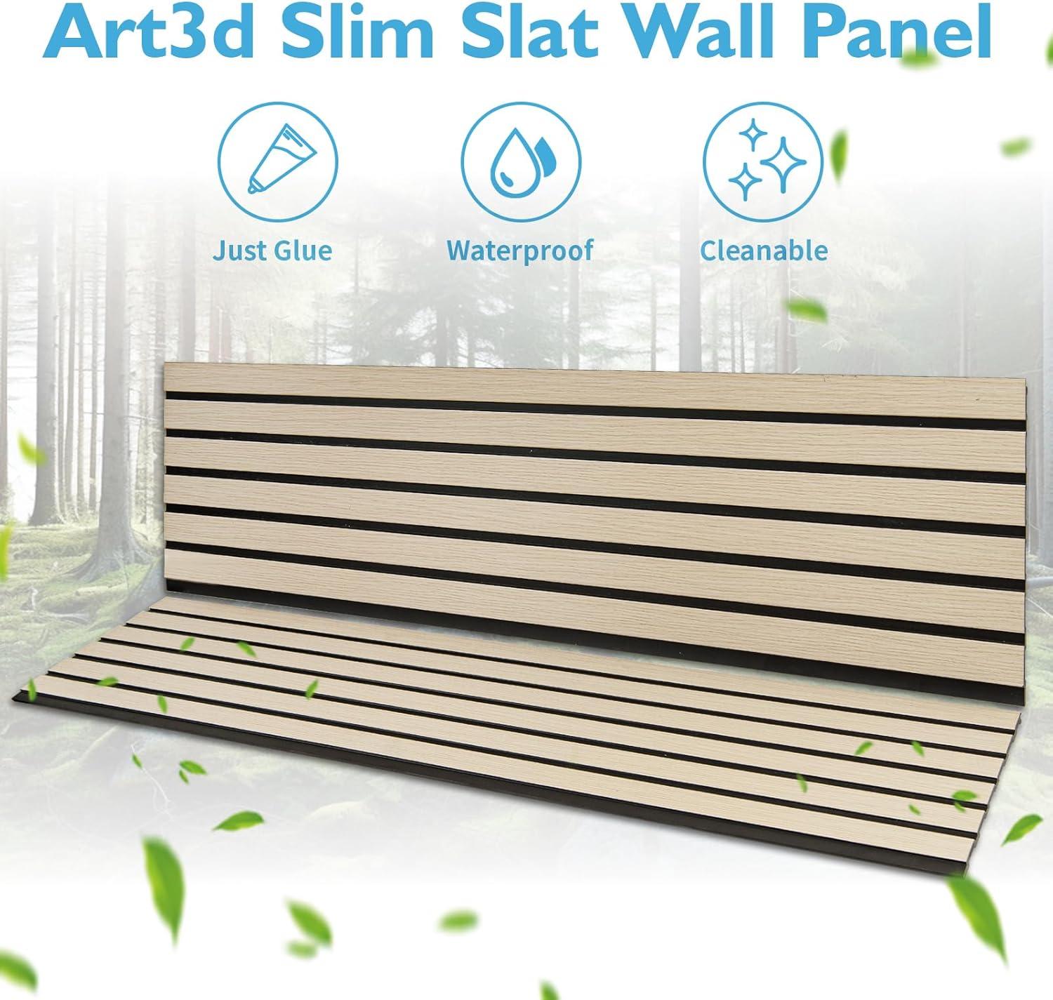 imageArt3d 4Pack GlueOn Herringbone Wainscoting Panel for Interior Wall Decor  104 x 12 Inch Polystyrene Ultralight Slim Slat Wall Panels for Living Room Bedroom MahoganySixGrid Oak