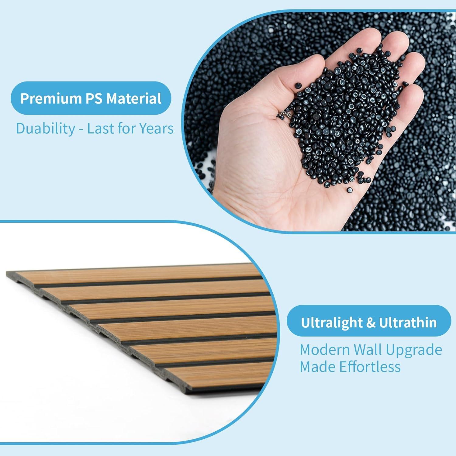 imageArt3d 4Pack GlueOn Herringbone Wainscoting Panel for Interior Wall Decor  104 x 12 Inch Polystyrene Ultralight Slim Slat Wall Panels for Living Room Bedroom MahoganyRosewood