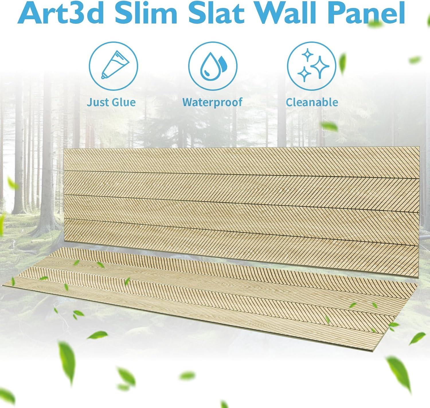 imageArt3d 4Pack GlueOn Herringbone Wainscoting Panel for Interior Wall Decor  104 x 12 Inch Polystyrene Ultralight Slim Slat Wall Panels for Living Room Bedroom MahoganyOak