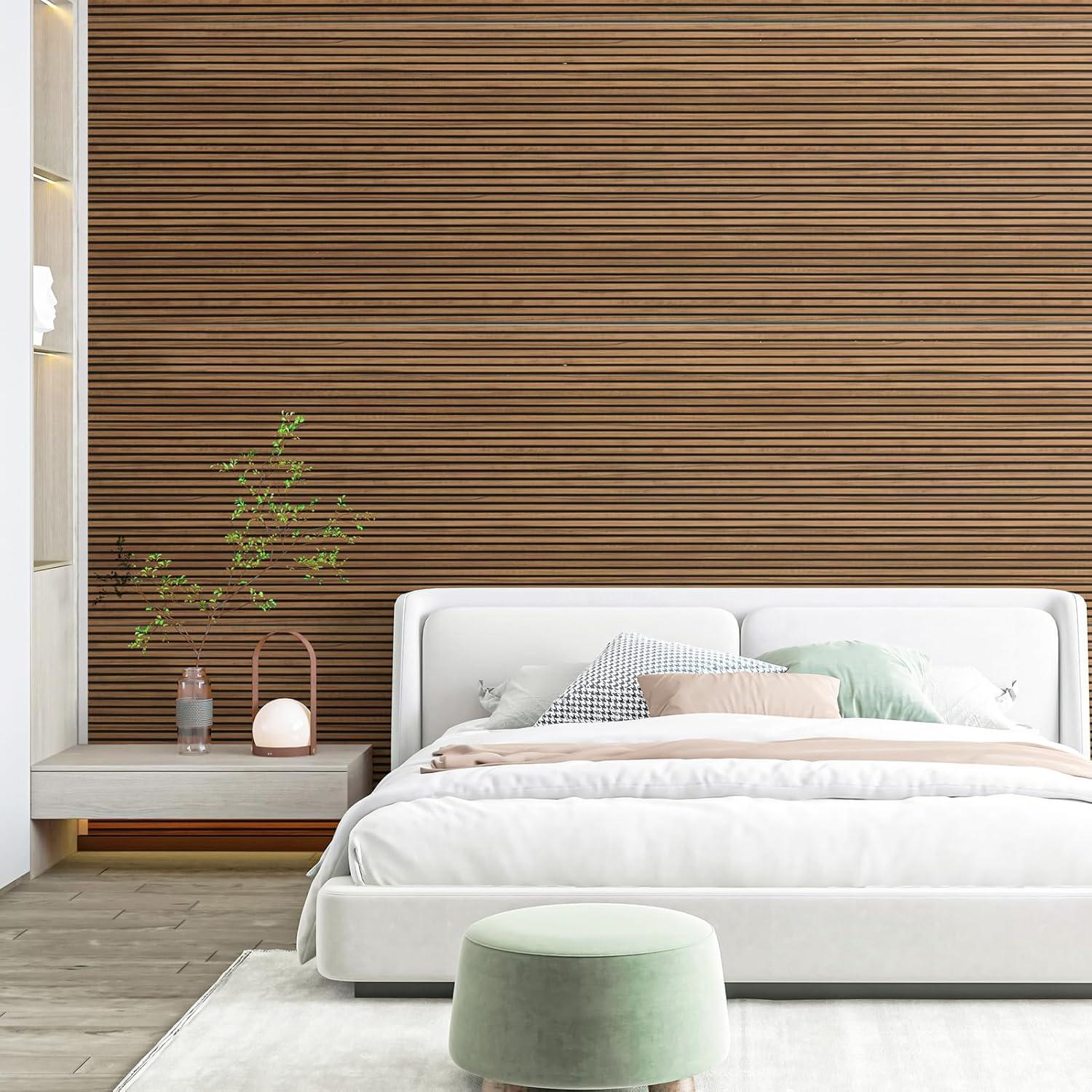 imageArt3d 4Pack GlueOn Herringbone Wainscoting Panel for Interior Wall Decor  104 x 12 Inch Polystyrene Ultralight Slim Slat Wall Panels for Living Room Bedroom MahoganyFine Bar Rosewood