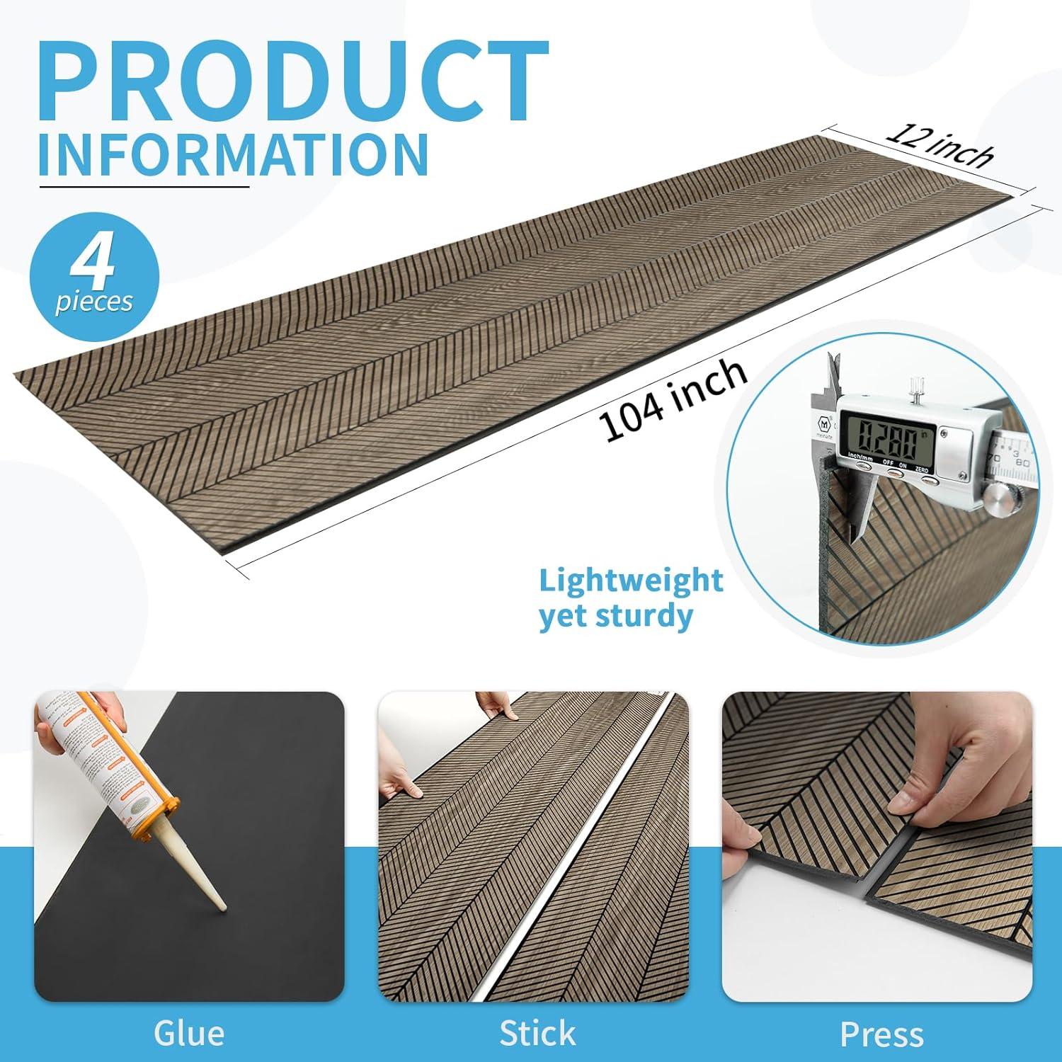 imageArt3d 4Pack GlueOn Herringbone Wainscoting Panel for Interior Wall Decor  104 x 12 Inch Polystyrene Ultralight Slim Slat Wall Panels for Living Room Bedroom MahoganyMahogany