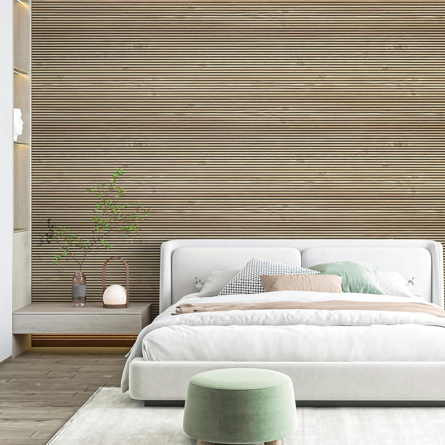 imageArt3d 4Pack GlueOn Herringbone Wainscoting Panel for Interior Wall Decor  104 x 12 Inch Polystyrene Ultralight Slim Slat Wall Panels for Living Room Bedroom MahoganyTeak
