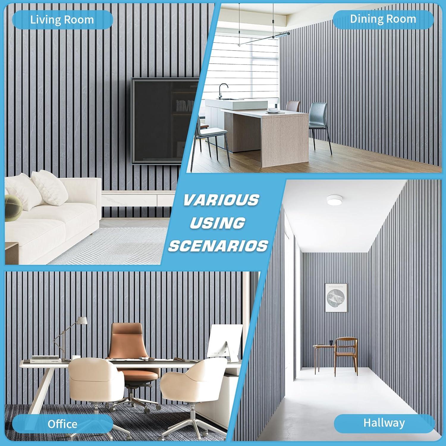 imageArt3d 4Pack GlueOn Herringbone Wainscoting Panel for Interior Wall Decor  104 x 12 Inch Polystyrene Ultralight Slim Slat Wall Panels for Living Room Bedroom MahoganySlate