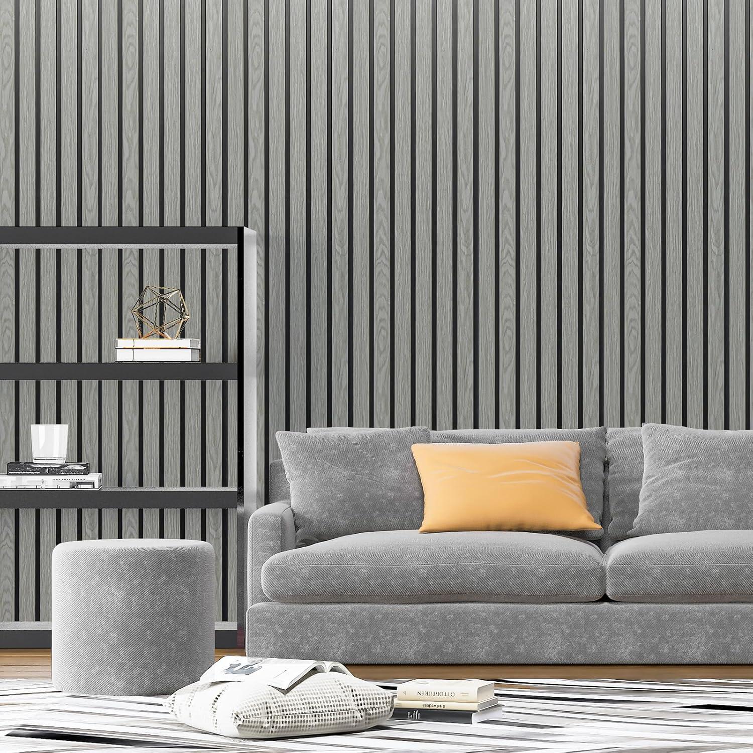 imageArt3d 4Pack GlueOn Herringbone Wainscoting Panel for Interior Wall Decor  104 x 12 Inch Polystyrene Ultralight Slim Slat Wall Panels for Living Room Bedroom MahoganyAsh