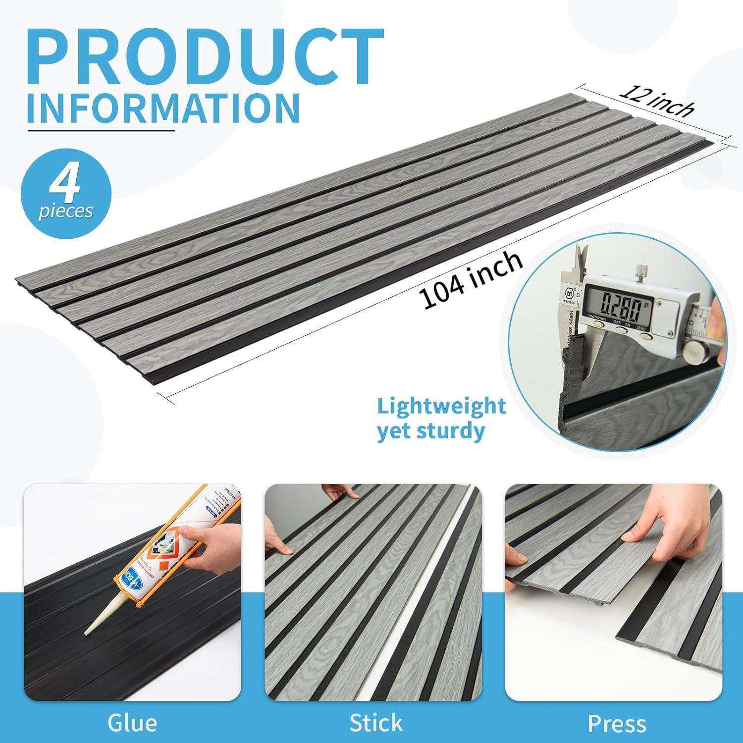 imageArt3d 4Pack GlueOn Herringbone Wainscoting Panel for Interior Wall Decor  104 x 12 Inch Polystyrene Ultralight Slim Slat Wall Panels for Living Room Bedroom MahoganyAsh
