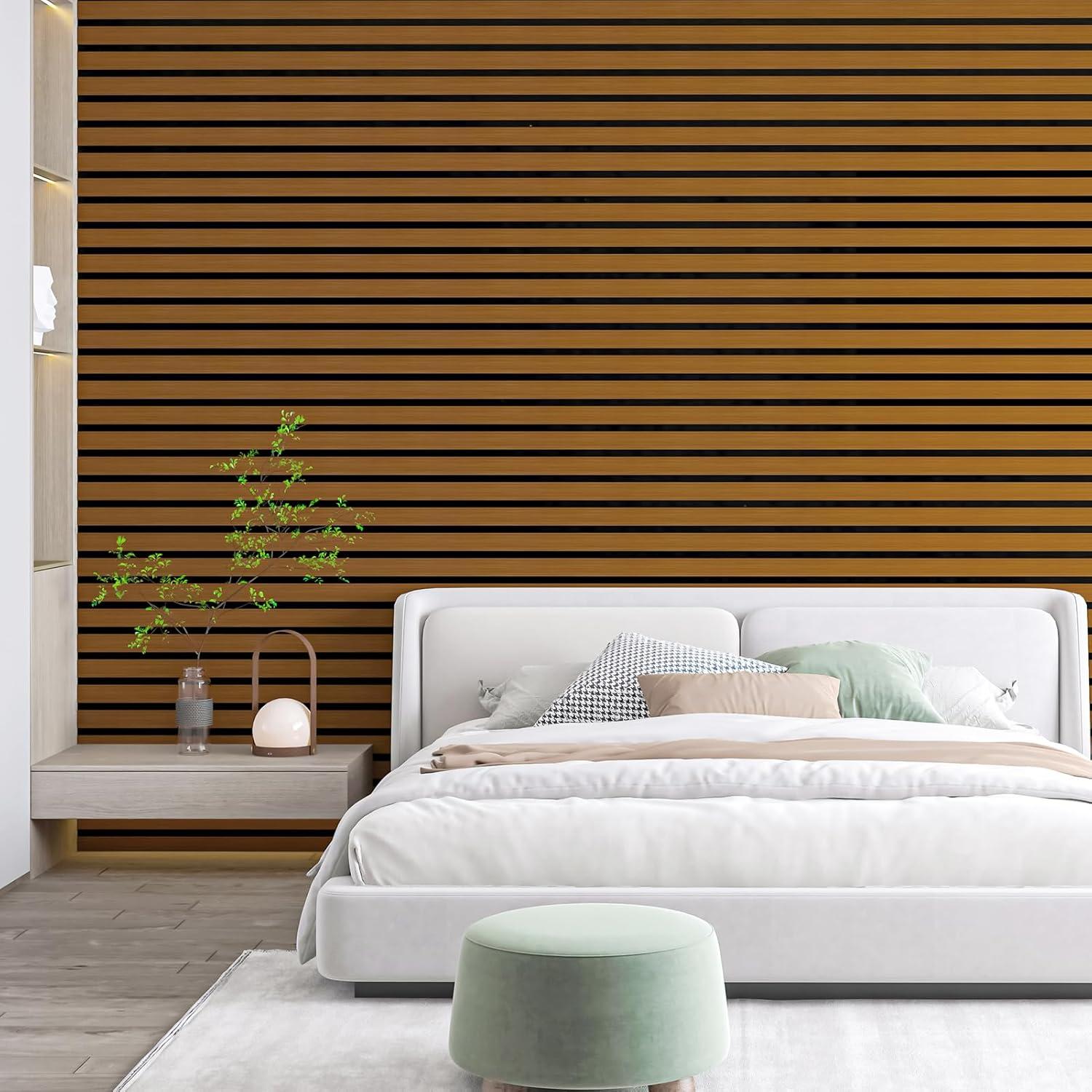 imageArt3d 4Pack GlueOn Herringbone Wainscoting Panel for Interior Wall Decor  104 x 12 Inch Polystyrene Ultralight Slim Slat Wall Panels for Living Room Bedroom MahoganyRosewood