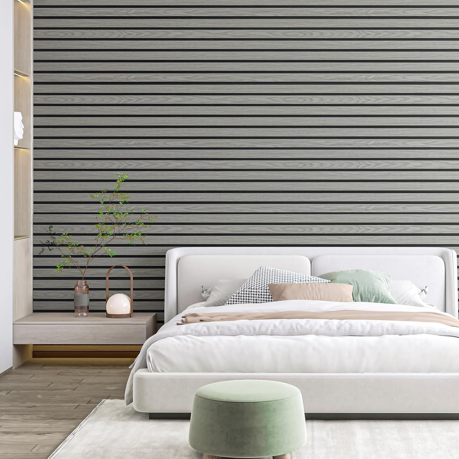 imageArt3d 4Pack GlueOn Herringbone Wainscoting Panel for Interior Wall Decor  104 x 12 Inch Polystyrene Ultralight Slim Slat Wall Panels for Living Room Bedroom MahoganyAsh