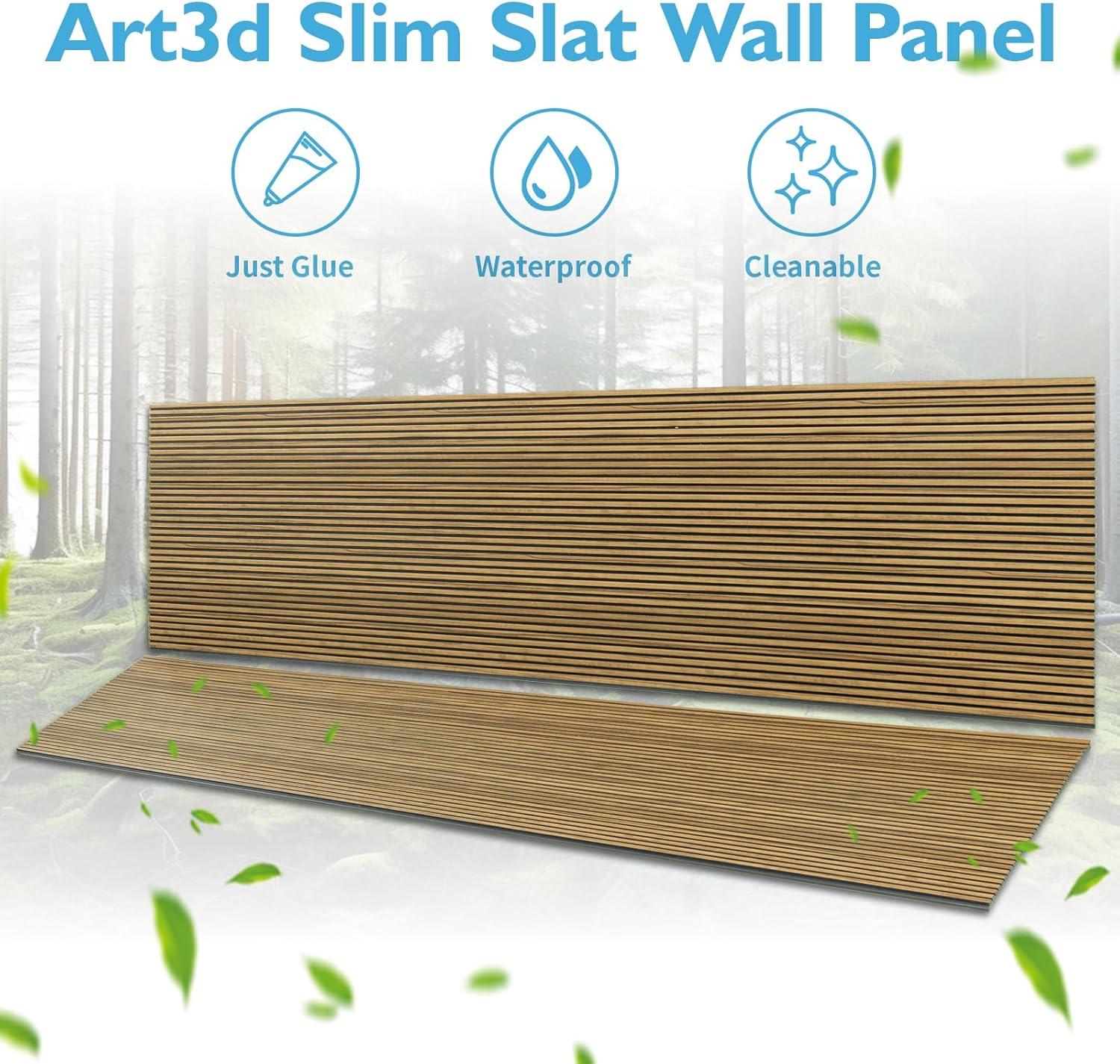 imageArt3d 4Pack GlueOn Herringbone Wainscoting Panel for Interior Wall Decor  104 x 12 Inch Polystyrene Ultralight Slim Slat Wall Panels for Living Room Bedroom MahoganyTeak