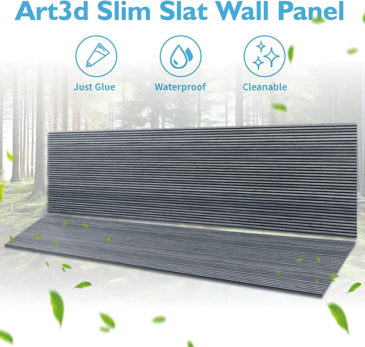 imageArt3d 4Pack GlueOn Herringbone Wainscoting Panel for Interior Wall Decor  104 x 12 Inch Polystyrene Ultralight Slim Slat Wall Panels for Living Room Bedroom MahoganyWeathered Teak