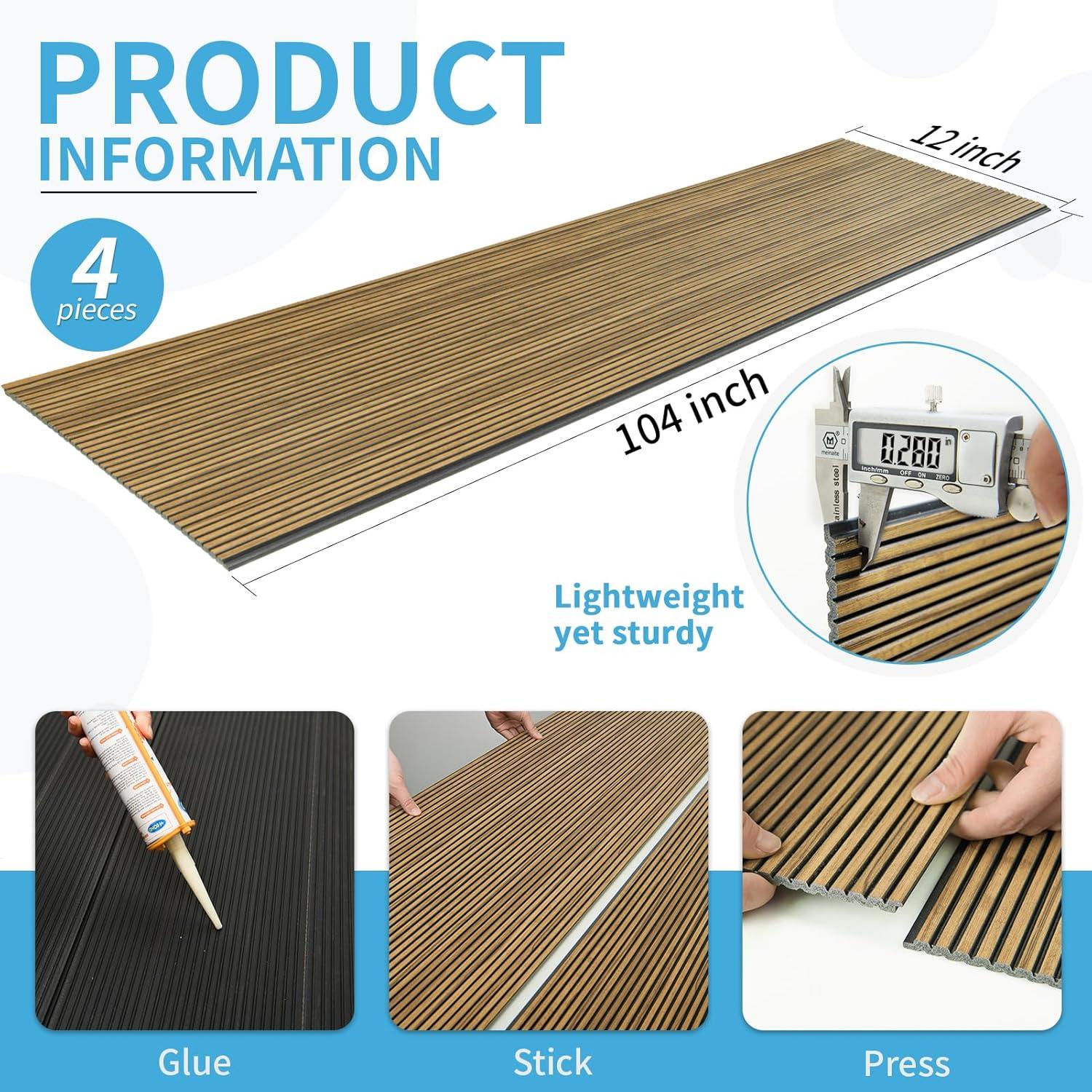 imageArt3d 4Pack GlueOn Herringbone Wainscoting Panel for Interior Wall Decor  104 x 12 Inch Polystyrene Ultralight Slim Slat Wall Panels for Living Room Bedroom MahoganyTeak