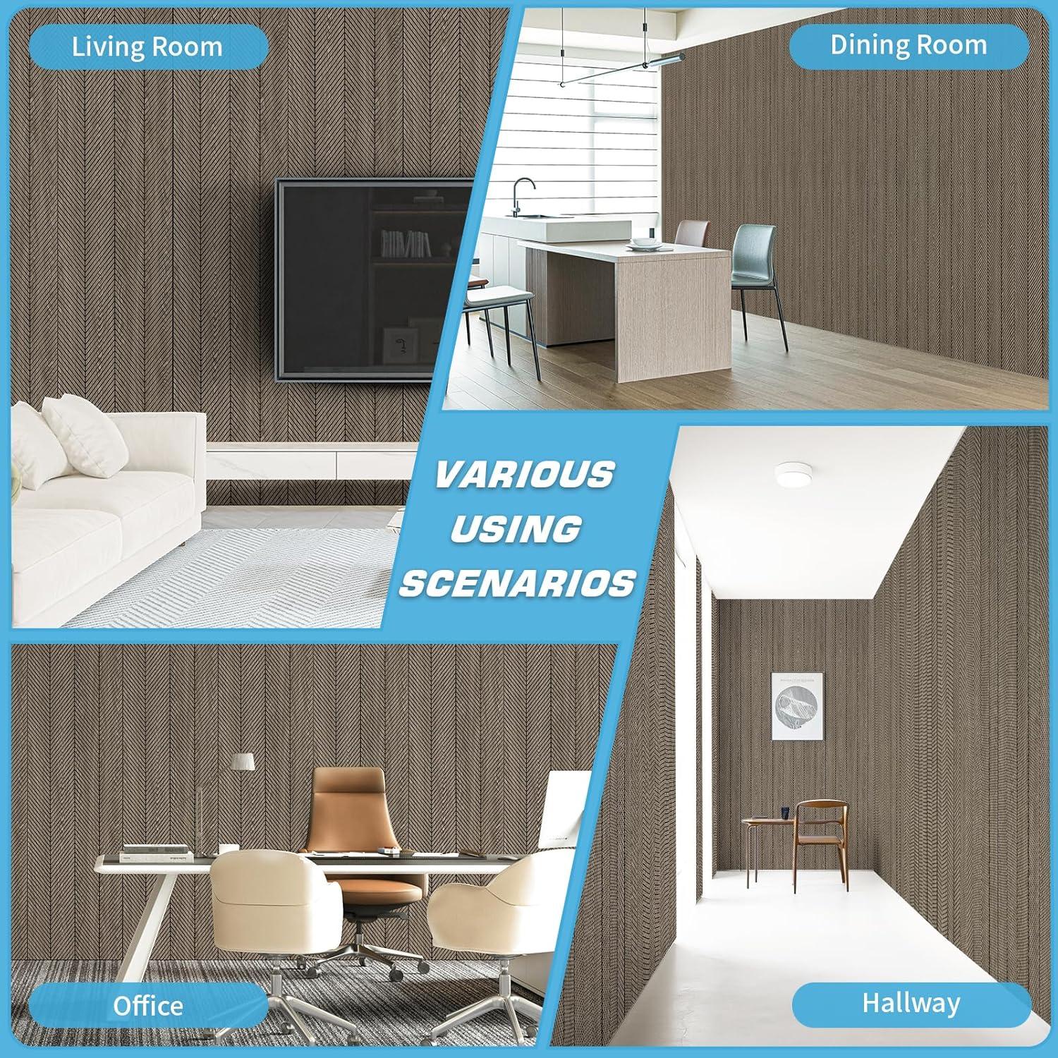 imageArt3d 4Pack GlueOn Herringbone Wainscoting Panel for Interior Wall Decor  104 x 12 Inch Polystyrene Ultralight Slim Slat Wall Panels for Living Room Bedroom MahoganyMahogany