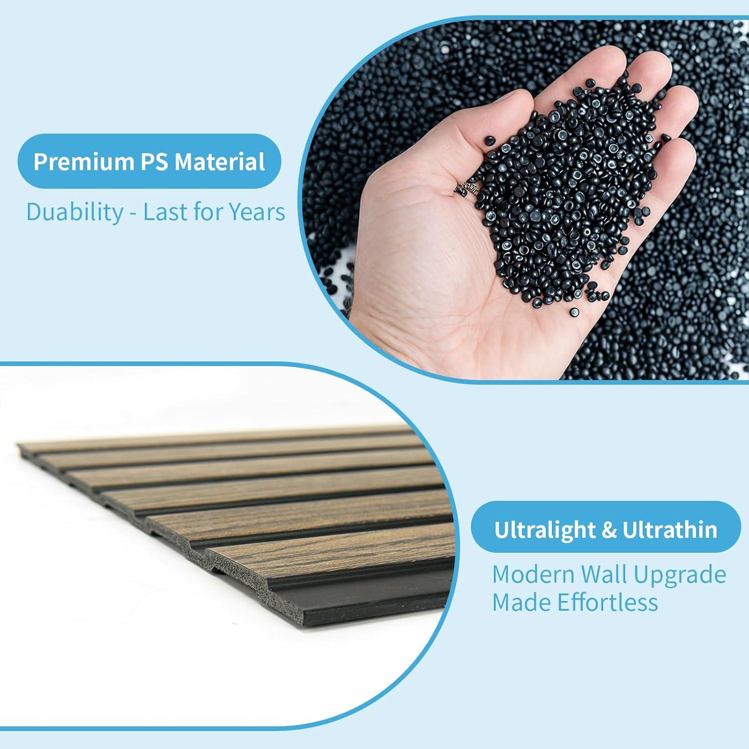 imageArt3d 4Pack GlueOn Herringbone Wainscoting Panel for Interior Wall Decor  104 x 12 Inch Polystyrene Ultralight Slim Slat Wall Panels for Living Room Bedroom MahoganyWalnut