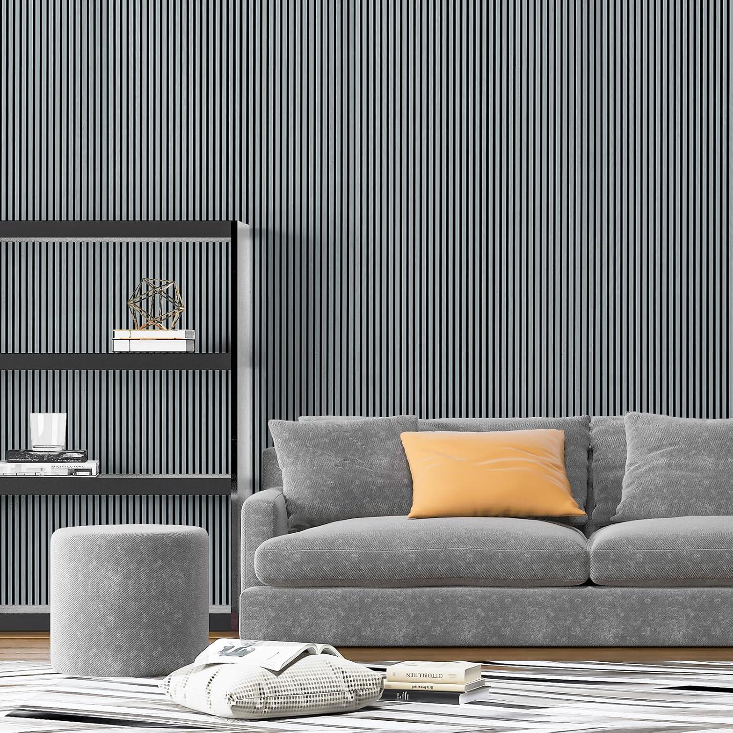 imageArt3d 4Pack GlueOn Herringbone Wainscoting Panel for Interior Wall Decor  104 x 12 Inch Polystyrene Ultralight Slim Slat Wall Panels for Living Room Bedroom MahoganyWeathered Teak
