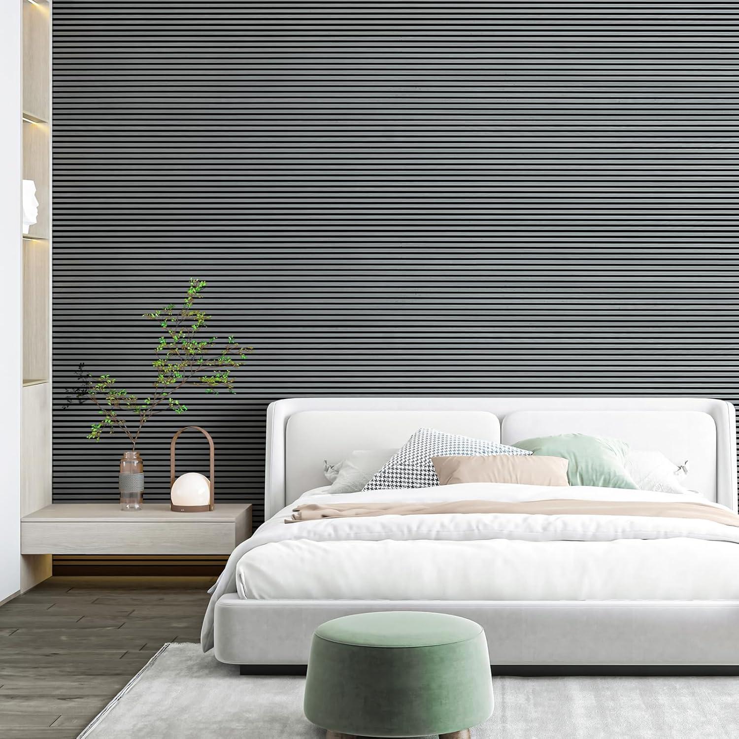 imageArt3d 4Pack GlueOn Herringbone Wainscoting Panel for Interior Wall Decor  104 x 12 Inch Polystyrene Ultralight Slim Slat Wall Panels for Living Room Bedroom MahoganyWeathered Teak