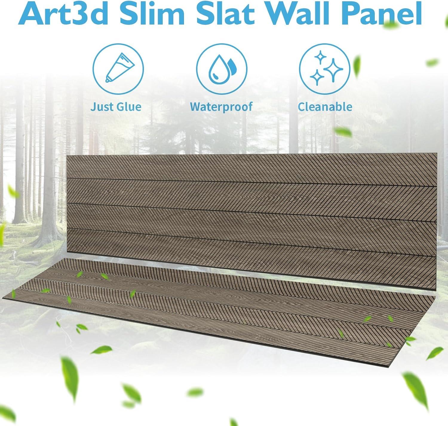 imageArt3d 4Pack GlueOn Herringbone Wainscoting Panel for Interior Wall Decor  104 x 12 Inch Polystyrene Ultralight Slim Slat Wall Panels for Living Room Bedroom MahoganyMahogany