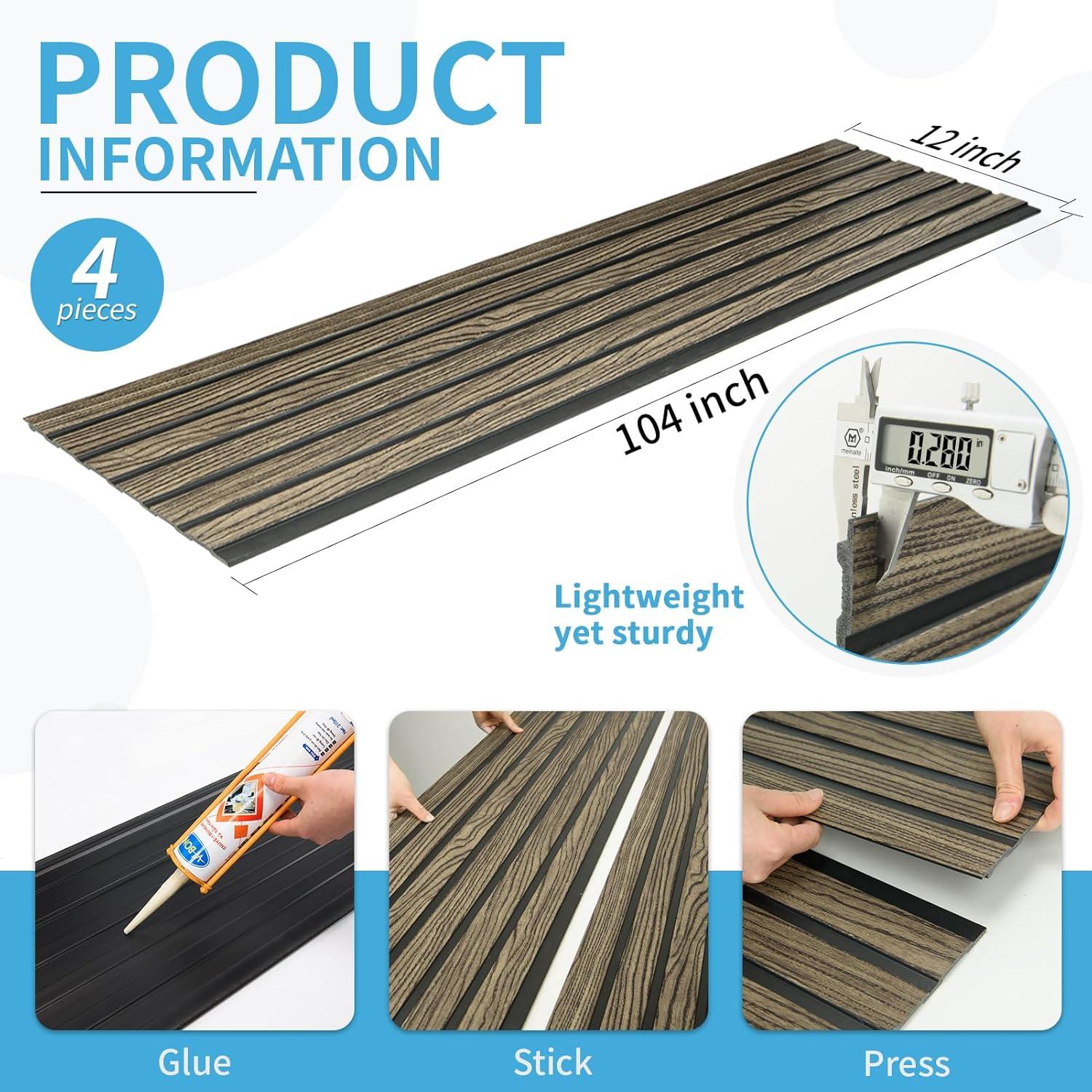 imageArt3d 4Pack GlueOn Herringbone Wainscoting Panel for Interior Wall Decor  104 x 12 Inch Polystyrene Ultralight Slim Slat Wall Panels for Living Room Bedroom MahoganyWalnut