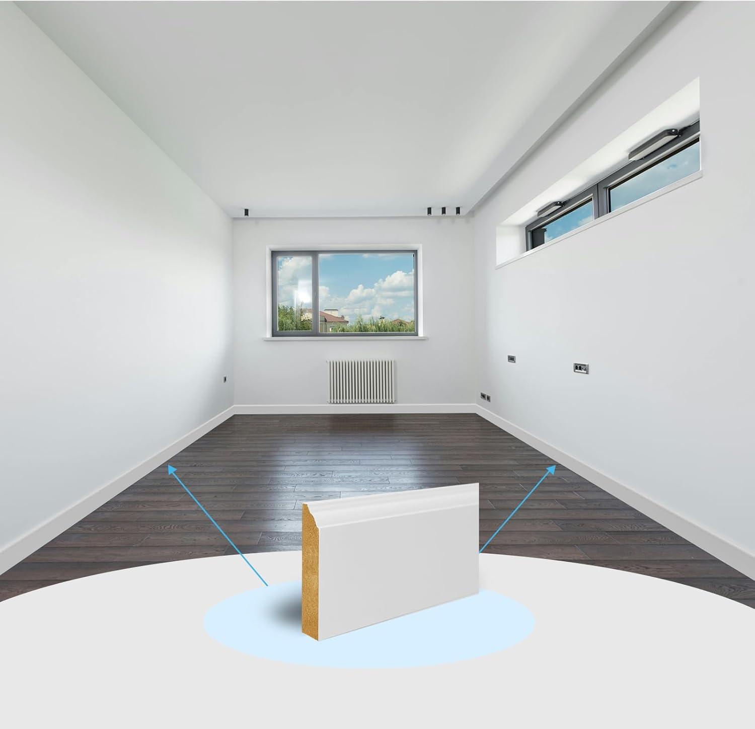 imageArt3d 4Pack Wall Molding Trim 8 ft Each MDF Wainscoting Panels Paintable ampamp WarpResistant Easy Adhesive Installation for Living Room Bedroom ampamp Office Dco Total Length 32 ft White 2White 5
