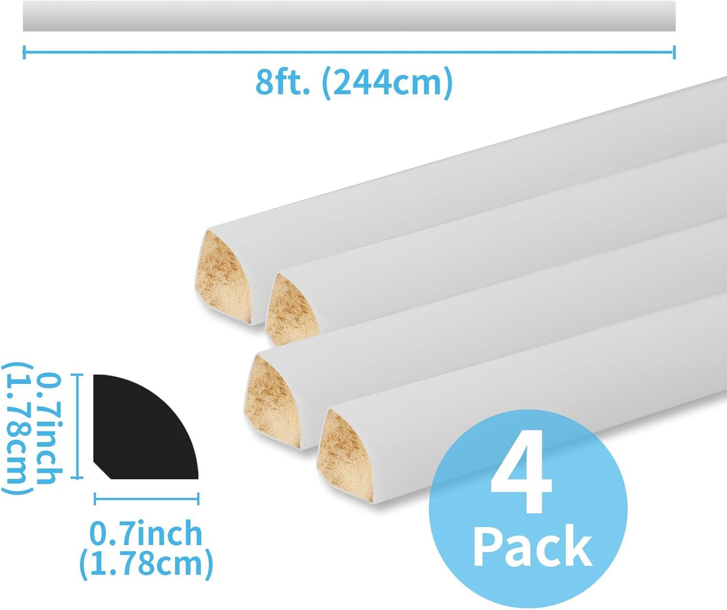 imageArt3d 4Pack Wall Molding Trim 8 ft Each MDF Wainscoting Panels Paintable ampamp WarpResistant Easy Adhesive Installation for Living Room Bedroom ampamp Office Dco Total Length 32 ft White 2White 1