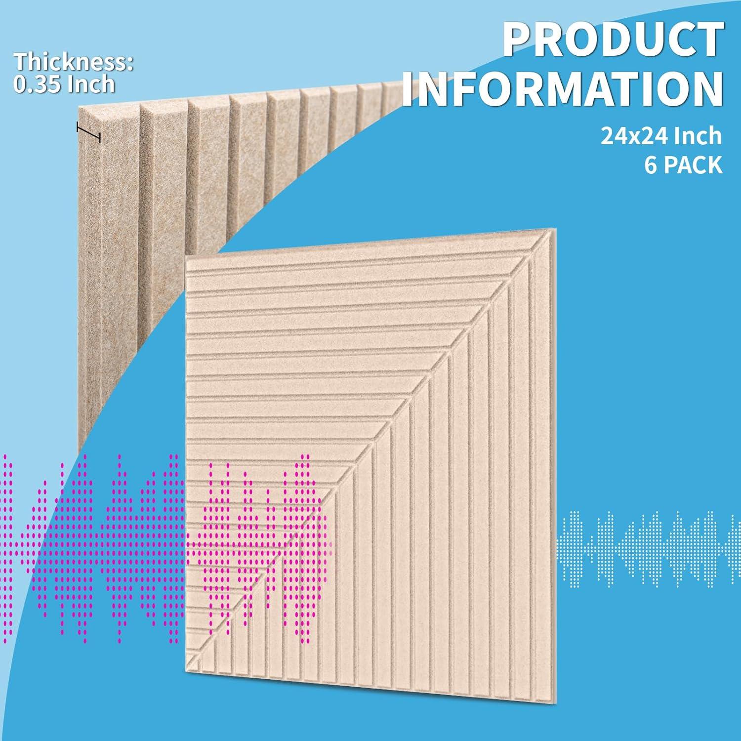 imageArt3d 6Pack SelfAdhesive Acoustic Wall Panels for Home Dcor 24 x 24 Inch Soundproofing Panels for Office Studio Bedroom  High Noise Absorption Polyester Fiber CamelCamel
