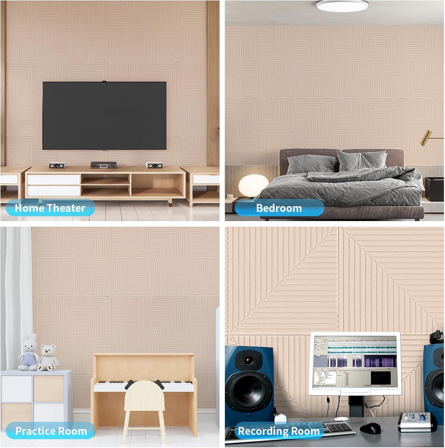 imageArt3d 6Pack SelfAdhesive Acoustic Wall Panels for Home Dcor 24 x 24 Inch Soundproofing Panels for Office Studio Bedroom  High Noise Absorption Polyester Fiber CamelCamel