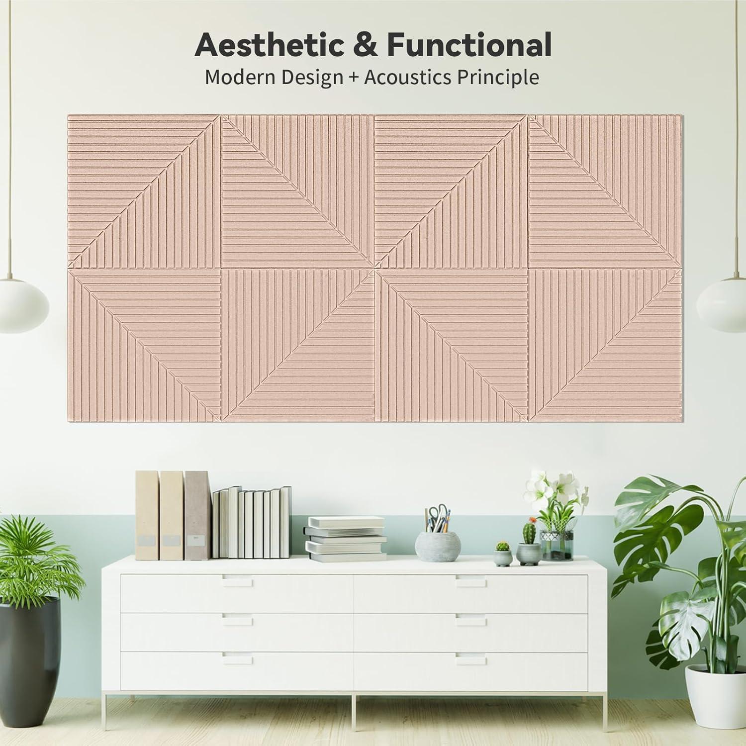 imageArt3d 6Pack SelfAdhesive Acoustic Wall Panels for Home Dcor 24 x 24 Inch Soundproofing Panels for Office Studio Bedroom  High Noise Absorption Polyester Fiber CamelCamel