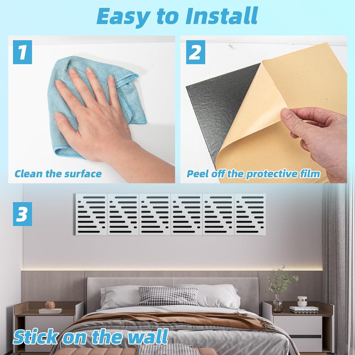 imageArt3d 6Pack SelfAdhesive Soundproof Acoustic Panels for Wall 16 x 12 Inch Wave Design Noise Block with Polyester ampamp Foam for Bedroom Studio OfficeWhite  Style2
