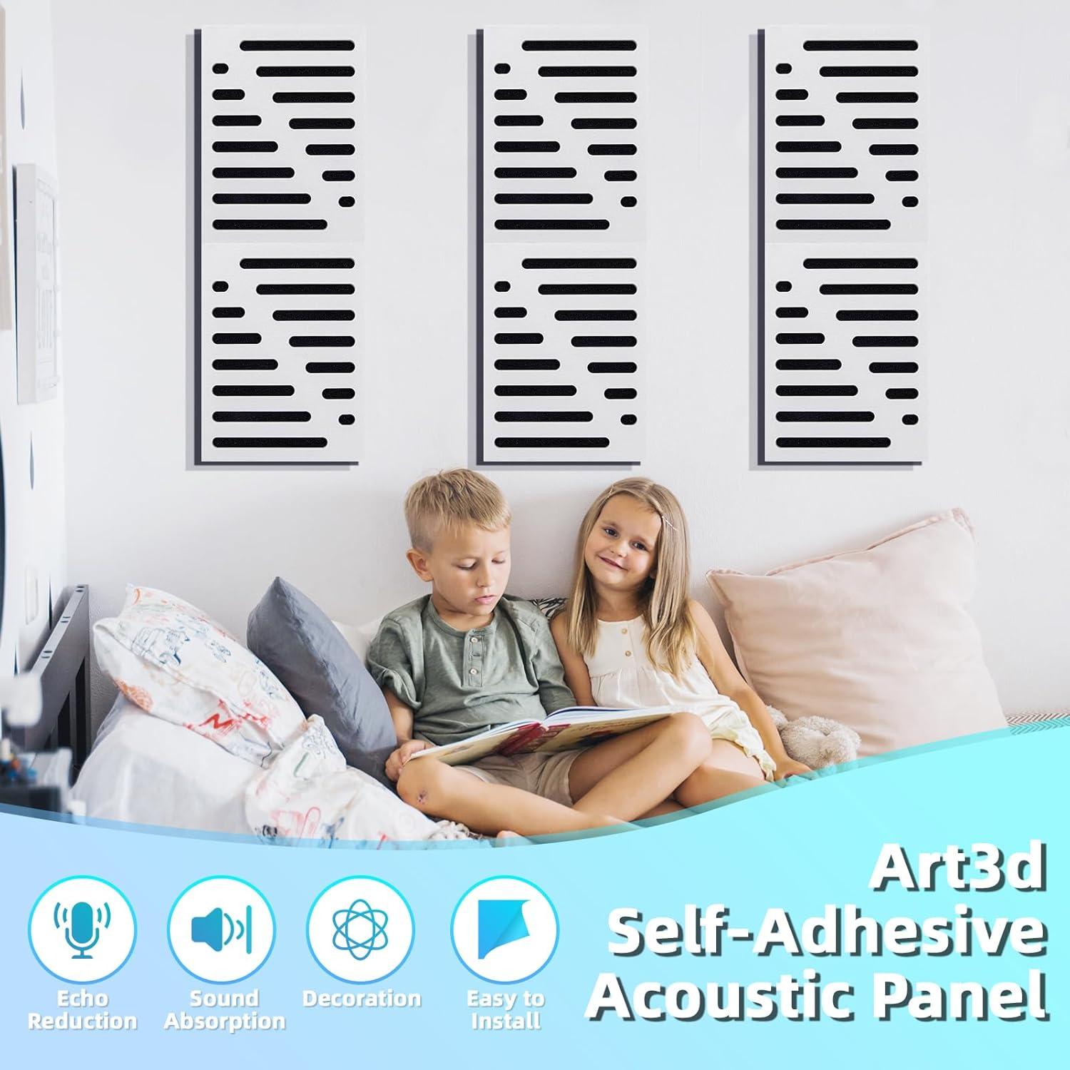 imageArt3d 6Pack SelfAdhesive Soundproof Acoustic Panels for Wall 16 x 12 Inch Wave Design Noise Block with Polyester ampamp Foam for Bedroom Studio OfficeWhite  Style2