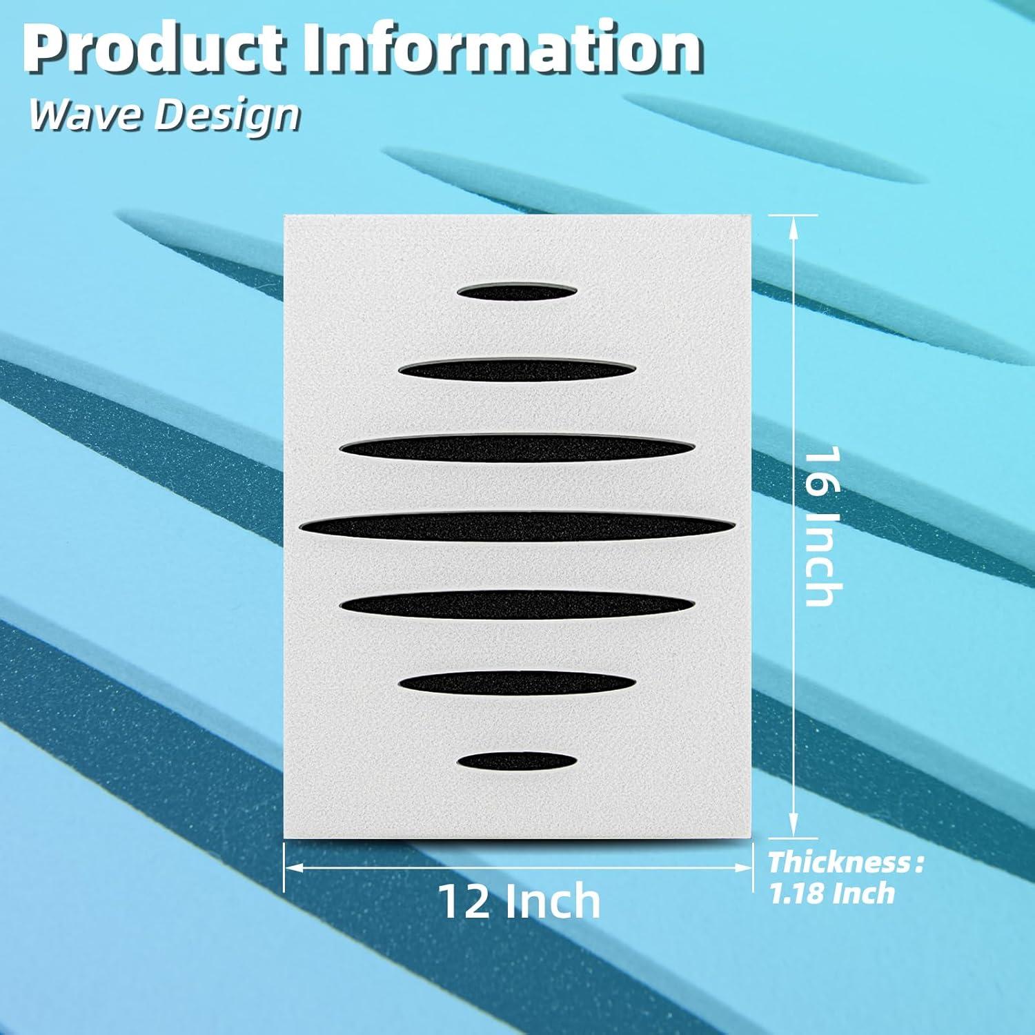 imageArt3d 6Pack SelfAdhesive Soundproof Acoustic Panels for Wall 16 x 12 Inch Wave Design Noise Block with Polyester ampamp Foam for Bedroom Studio OfficeWhite  Style1