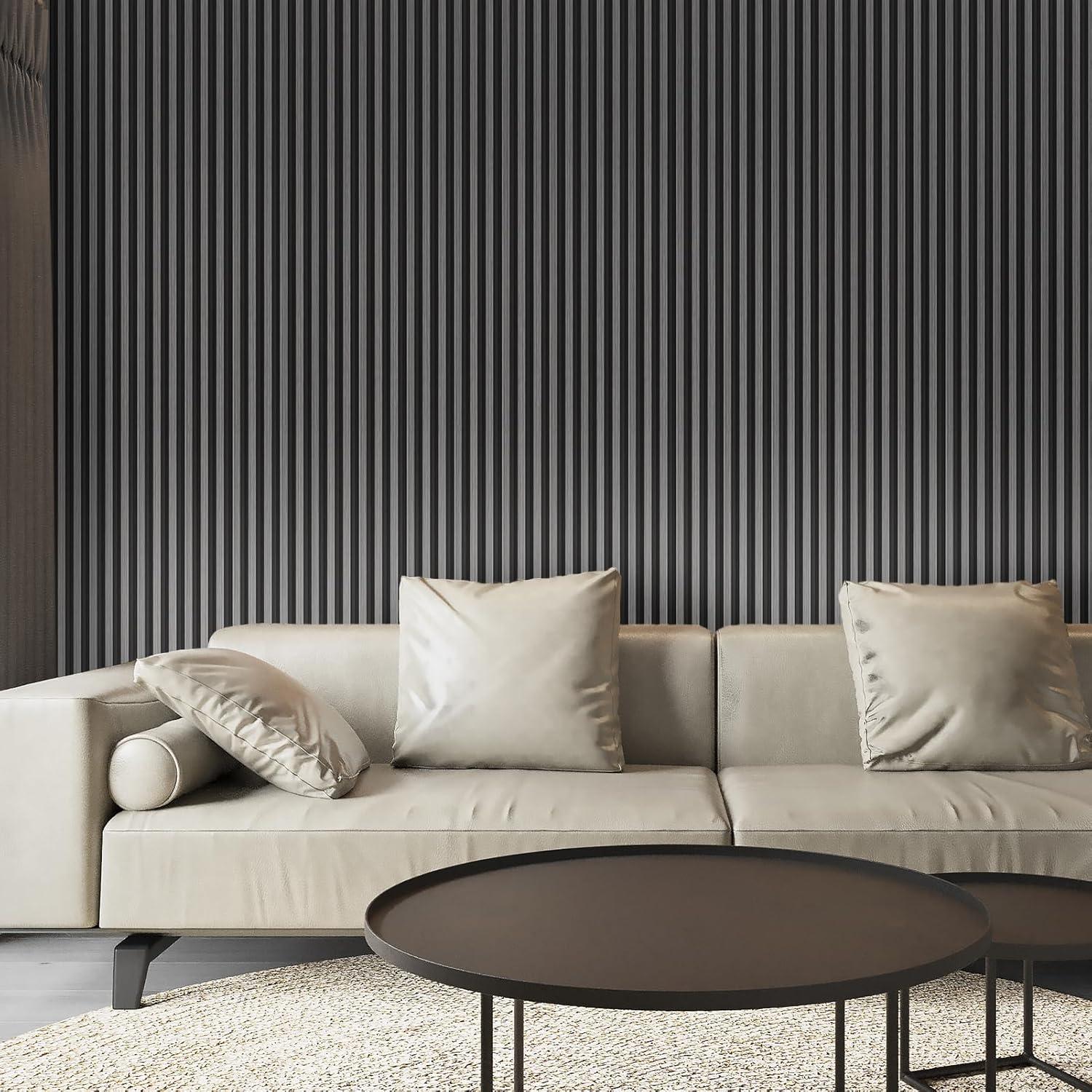 imageArt3d 8Pack WPC Wood Slat Wall Panel for Interior Dcor 3D Wood Fluted Acoustic Wall Paneling for Living Room Bedroom Home ampamp Office Accent Decor  96 x 6 Inch WalnutGray