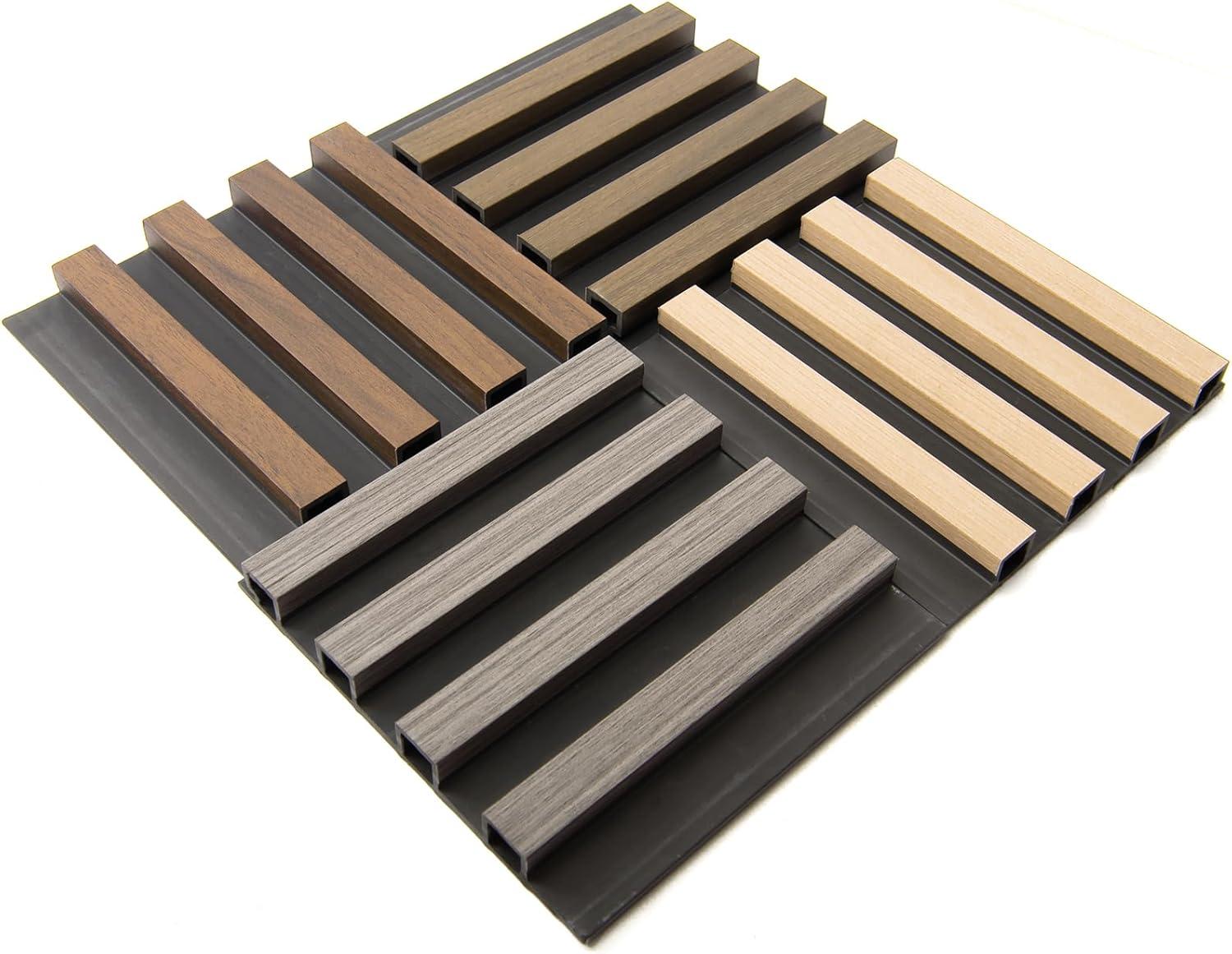imageArt3d 8Pack WPC Wood Slat Wall Panel for Interior Dcor 3D Wood Fluted Acoustic Wall Paneling for Living Room Bedroom Home ampamp Office Accent Decor  96 x 6 Inch WalnutSample