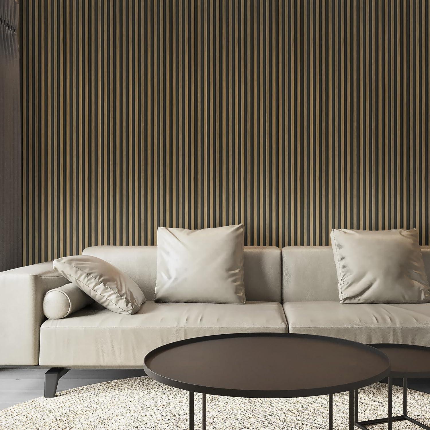 imageArt3d 8Pack WPC Wood Slat Wall Panel for Interior Dcor 3D Wood Fluted Acoustic Wall Paneling for Living Room Bedroom Home ampamp Office Accent Decor  96 x 6 Inch WalnutEbony