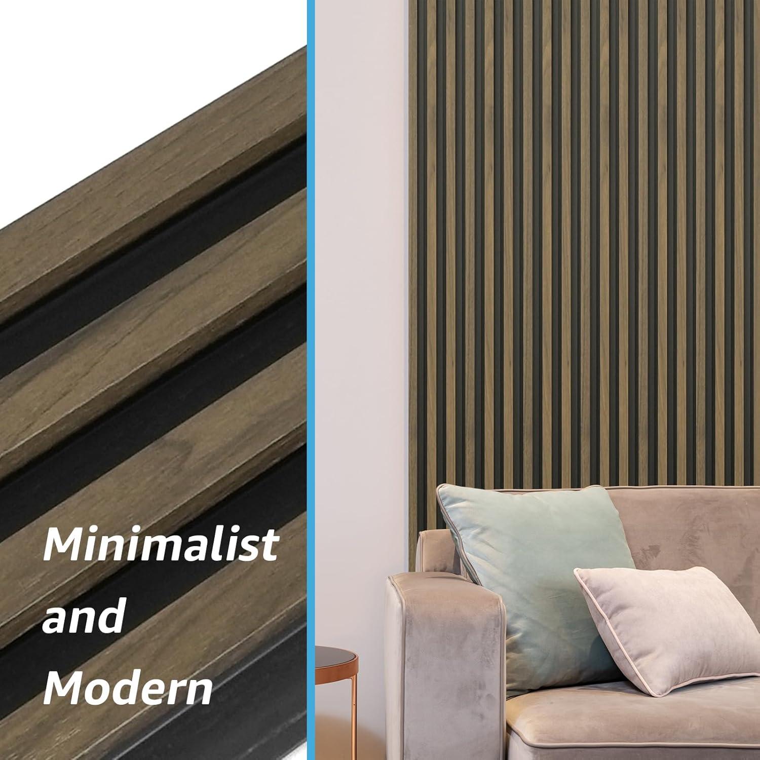 imageArt3d 8Pack WPC Wood Slat Wall Panel for Interior Dcor 3D Wood Fluted Acoustic Wall Paneling for Living Room Bedroom Home ampamp Office Accent Decor  96 x 6 Inch WalnutEbony