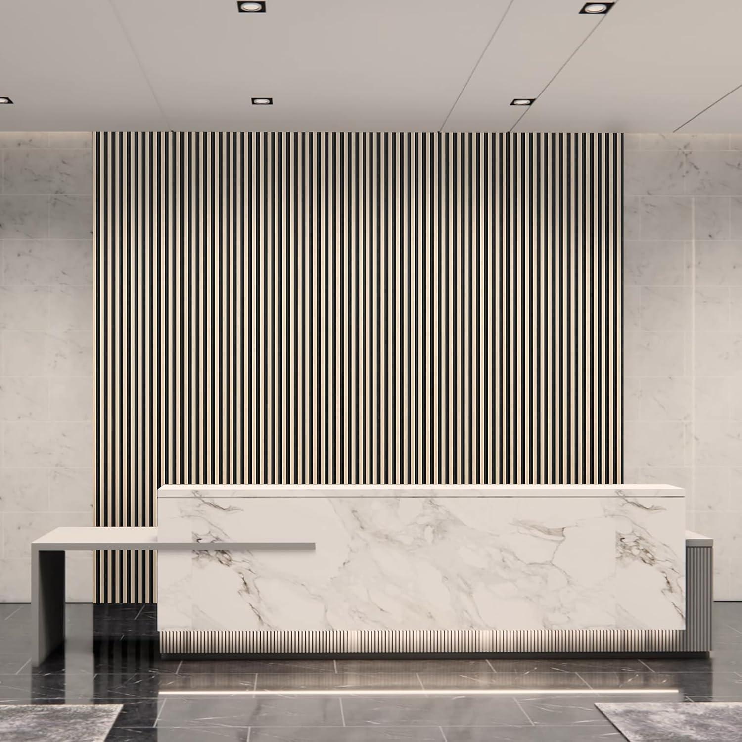imageArt3d 8Pack WPC Wood Slat Wall Panel for Interior Dcor 3D Wood Fluted Acoustic Wall Paneling for Living Room Bedroom Home ampamp Office Accent Decor  96 x 6 Inch WalnutOak