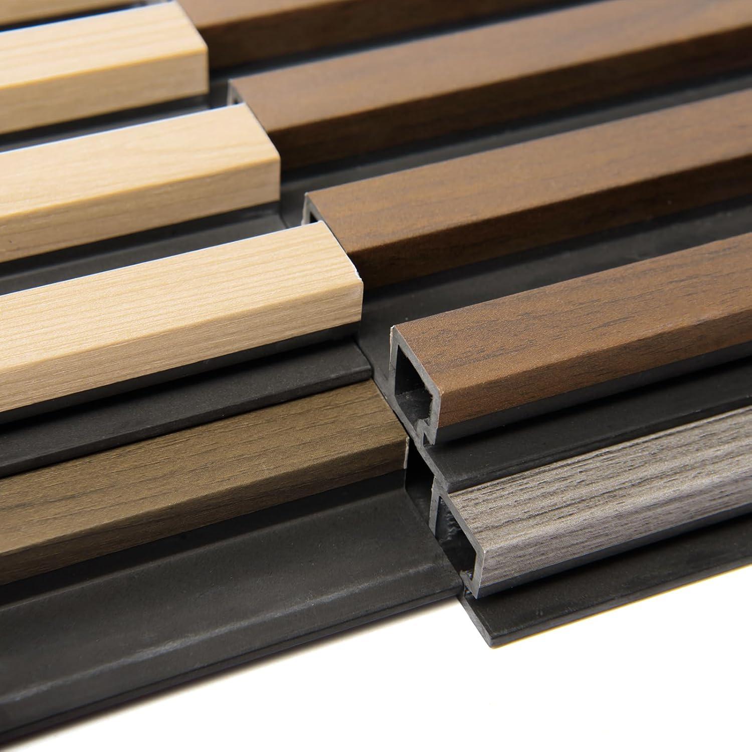 imageArt3d 8Pack WPC Wood Slat Wall Panel for Interior Dcor 3D Wood Fluted Acoustic Wall Paneling for Living Room Bedroom Home ampamp Office Accent Decor  96 x 6 Inch WalnutSample