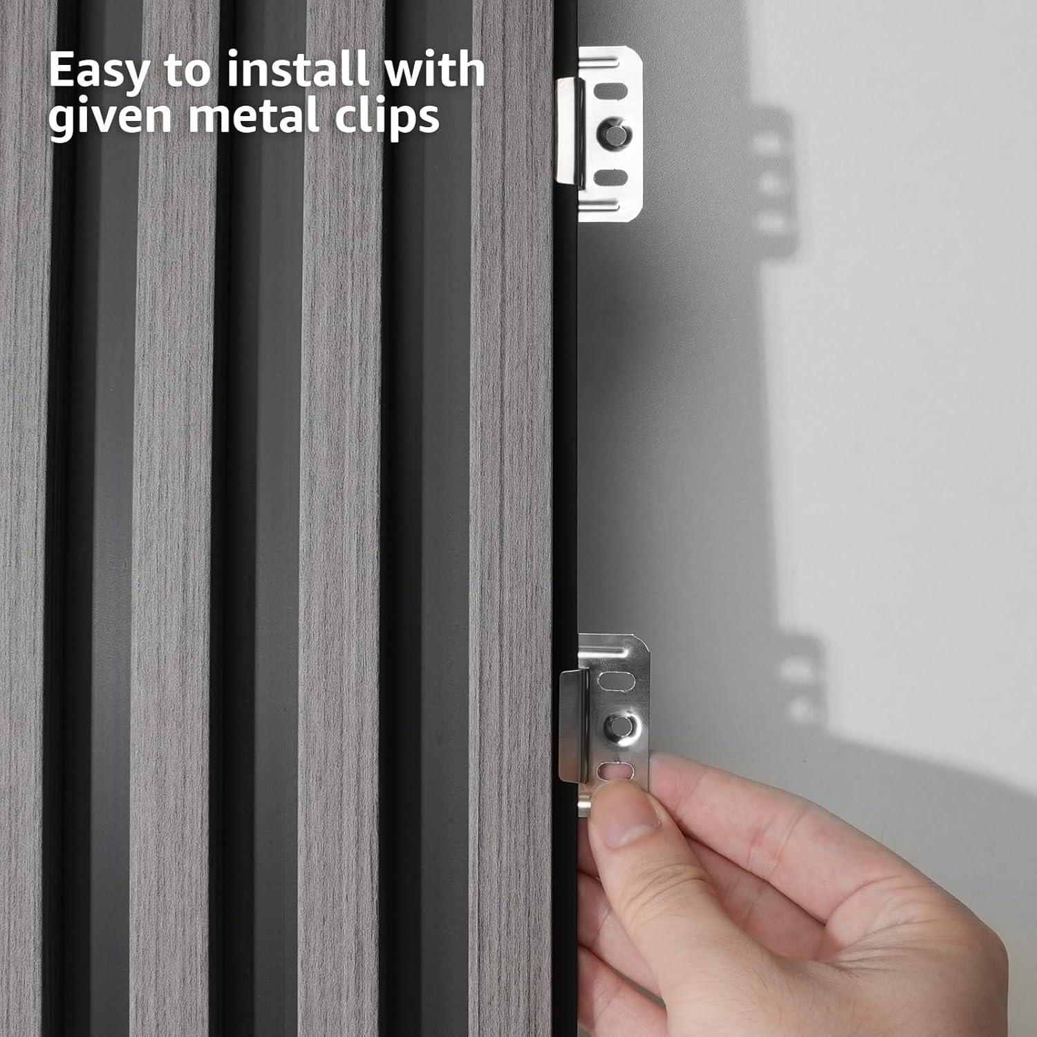 imageArt3d 8Pack WPC Wood Slat Wall Panel for Interior Dcor 3D Wood Fluted Acoustic Wall Paneling for Living Room Bedroom Home ampamp Office Accent Decor  96 x 6 Inch WalnutGray