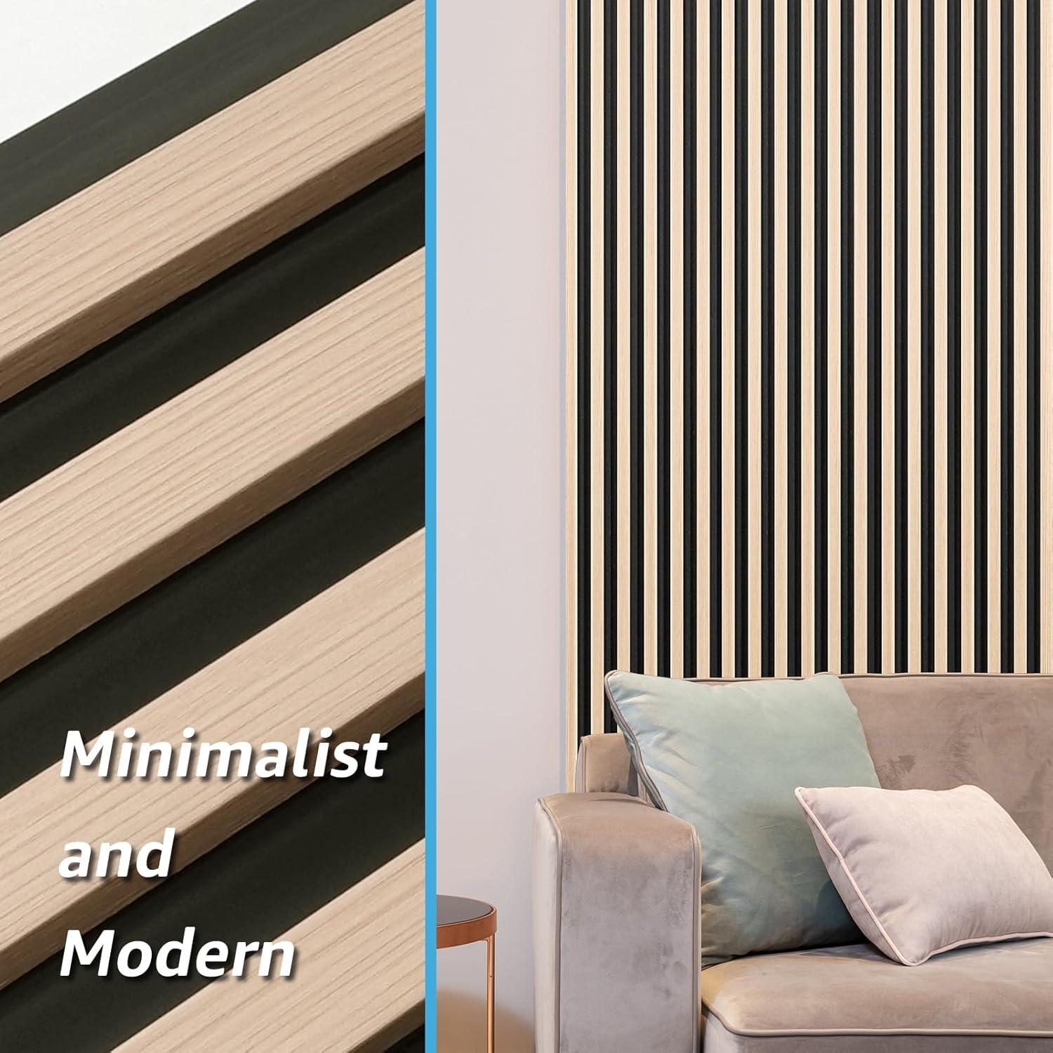 imageArt3d 8Pack WPC Wood Slat Wall Panel for Interior Dcor 3D Wood Fluted Acoustic Wall Paneling for Living Room Bedroom Home ampamp Office Accent Decor  96 x 6 Inch WalnutOak