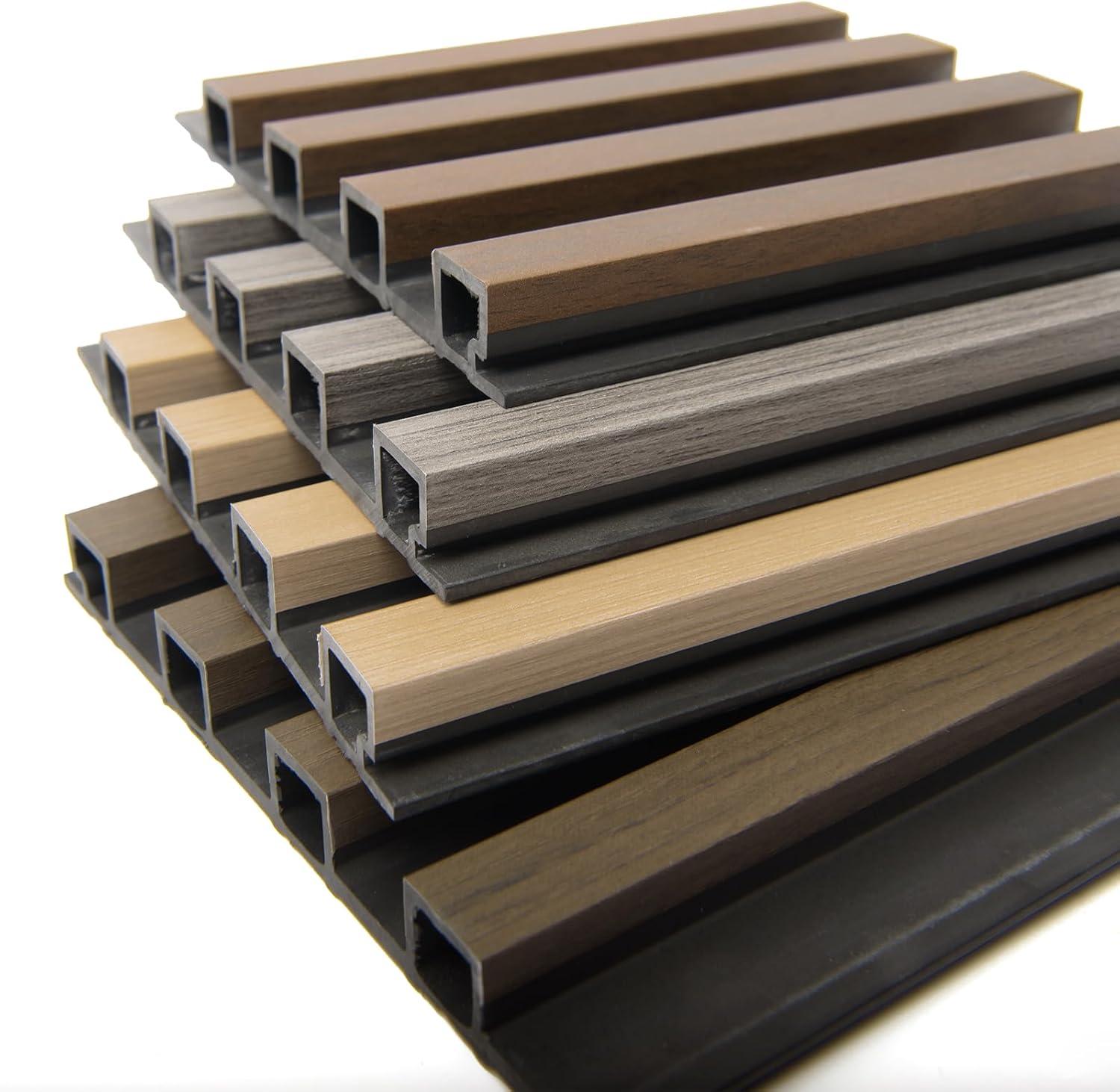 imageArt3d 8Pack WPC Wood Slat Wall Panel for Interior Dcor 3D Wood Fluted Acoustic Wall Paneling for Living Room Bedroom Home ampamp Office Accent Decor  96 x 6 Inch WalnutSample