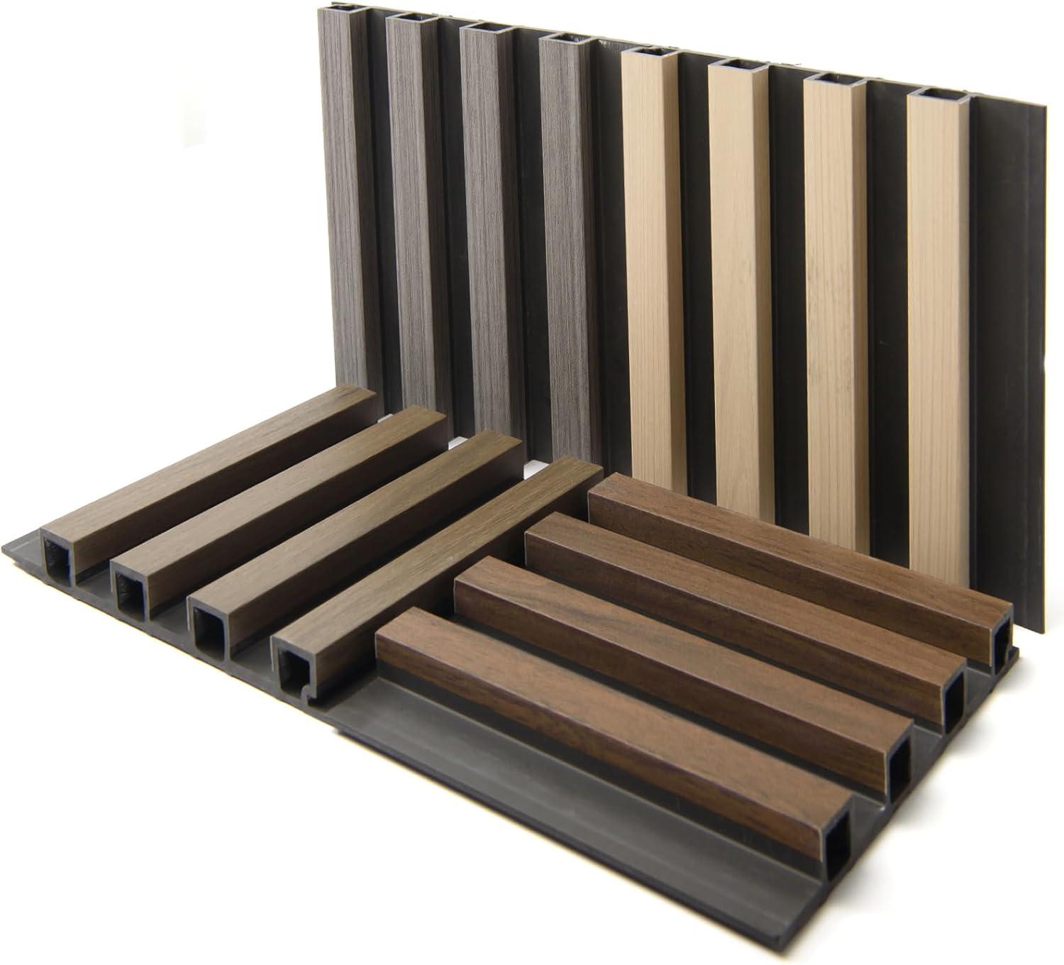 imageArt3d 8Pack WPC Wood Slat Wall Panel for Interior Dcor 3D Wood Fluted Acoustic Wall Paneling for Living Room Bedroom Home ampamp Office Accent Decor  96 x 6 Inch WalnutSample