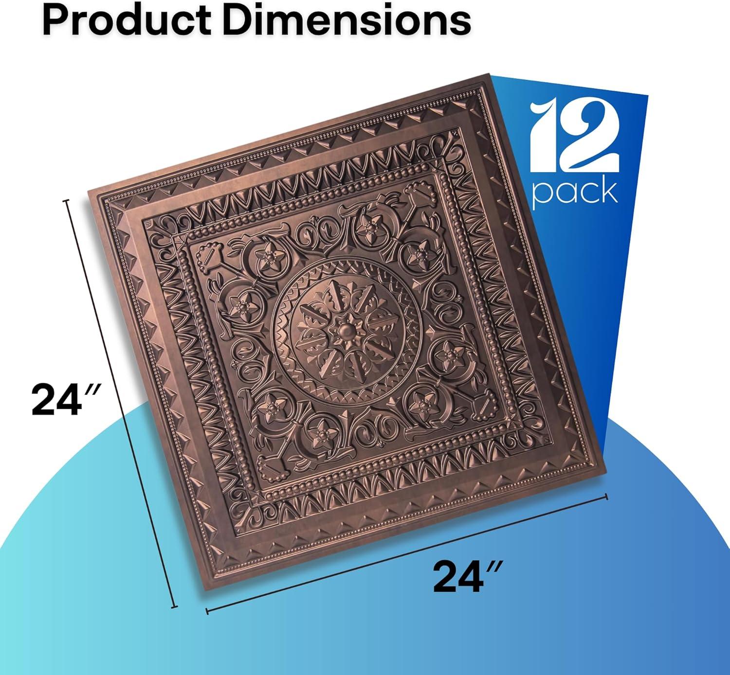 imageArt3d Drop Ceiling Tiles 24x24 Inch 12Pack 48 Sqft  Glue Up PVC Ceiling Tiles 2x2 Ft Decorative Ceiling Panels for Kitchen Living Room Office and Home WhiteCopper