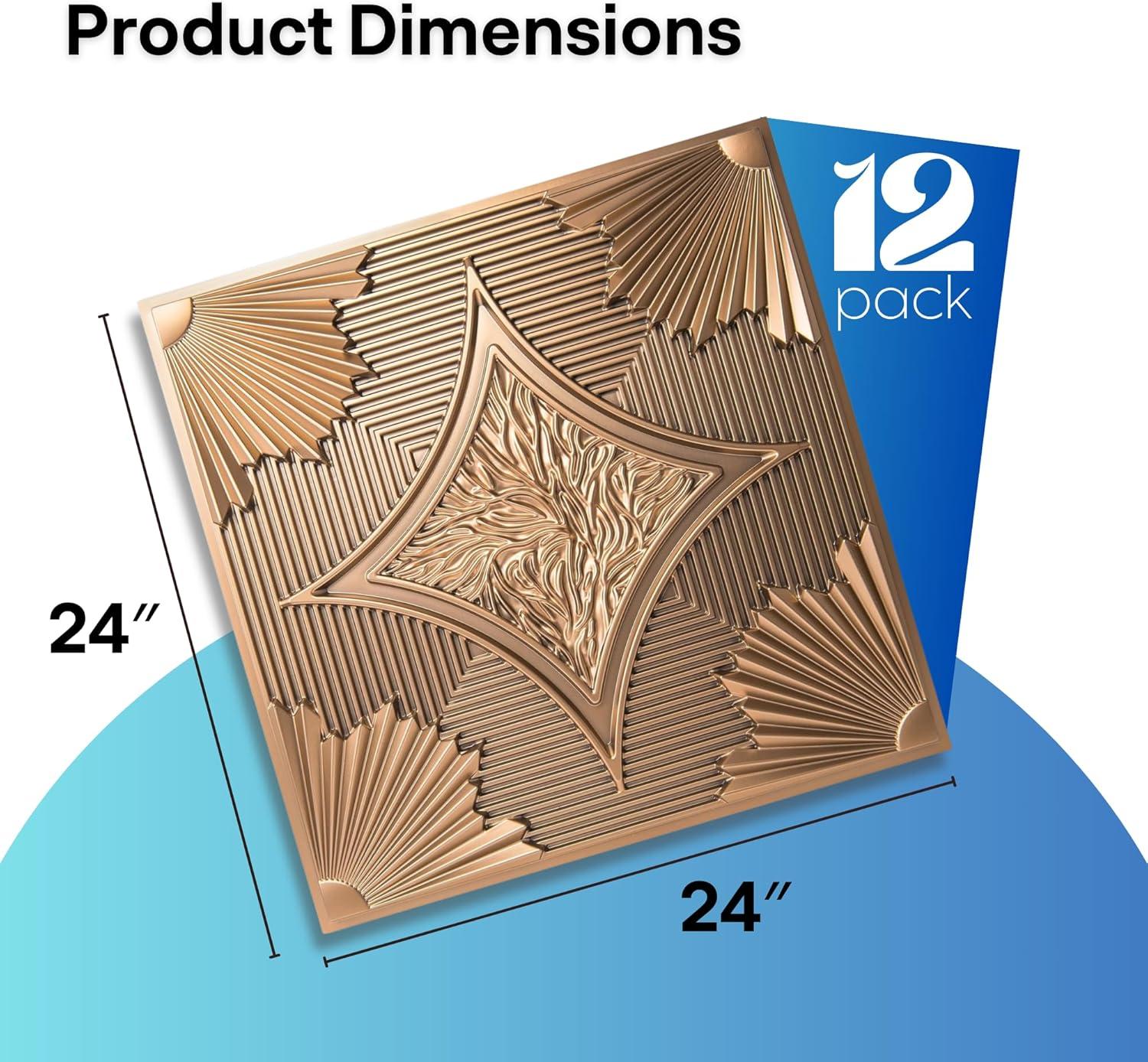 imageArt3d Drop Ceiling Tiles 24x24 Inch 12Pack 48 Sqft  Glue Up PVC Ceiling Tiles 2x2 Ft Decorative Ceiling Panels for Kitchen Living Room Office and Home WhiteClassic Bronze
