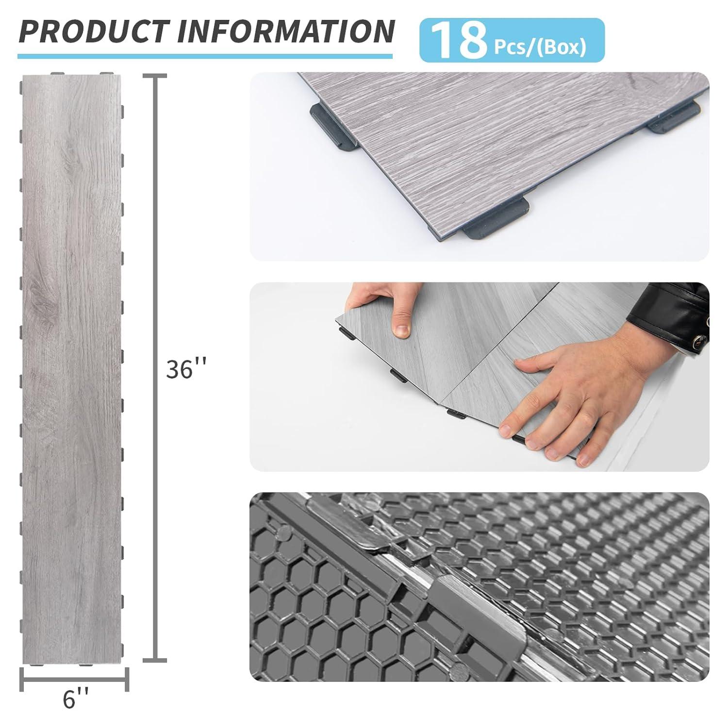 imageArt3d Interlocking Luxury Wood Flooring Tile Wood Floor Plank for Kitchen Bathroom  Waterproof AntiSlip WearResistant Reusable 8Pack Sample 6 x 6 inchOslo Frost Maple