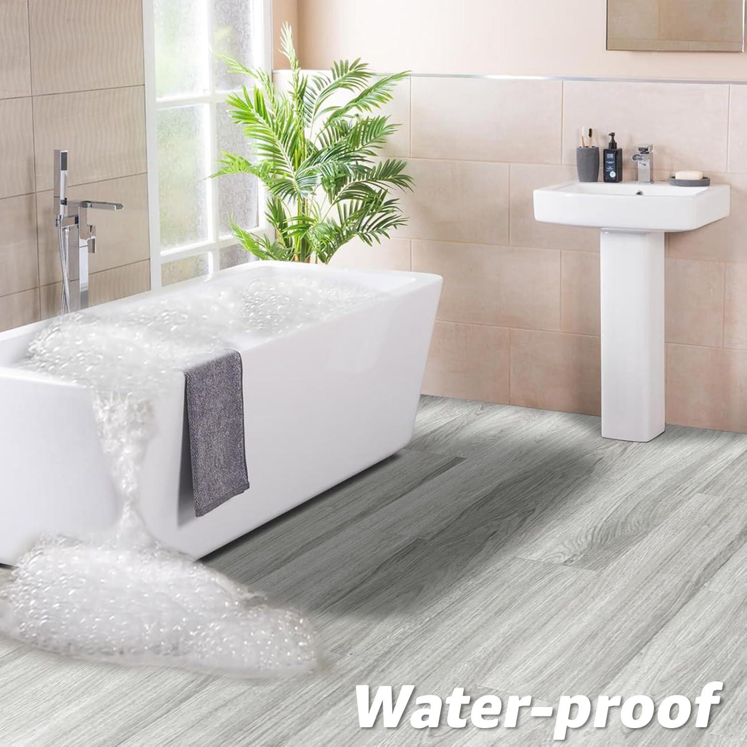 imageArt3d Interlocking Luxury Wood Flooring Tile Wood Floor Plank for Kitchen Bathroom  Waterproof AntiSlip WearResistant Reusable 8Pack Sample 6 x 6 inchVenice Ash